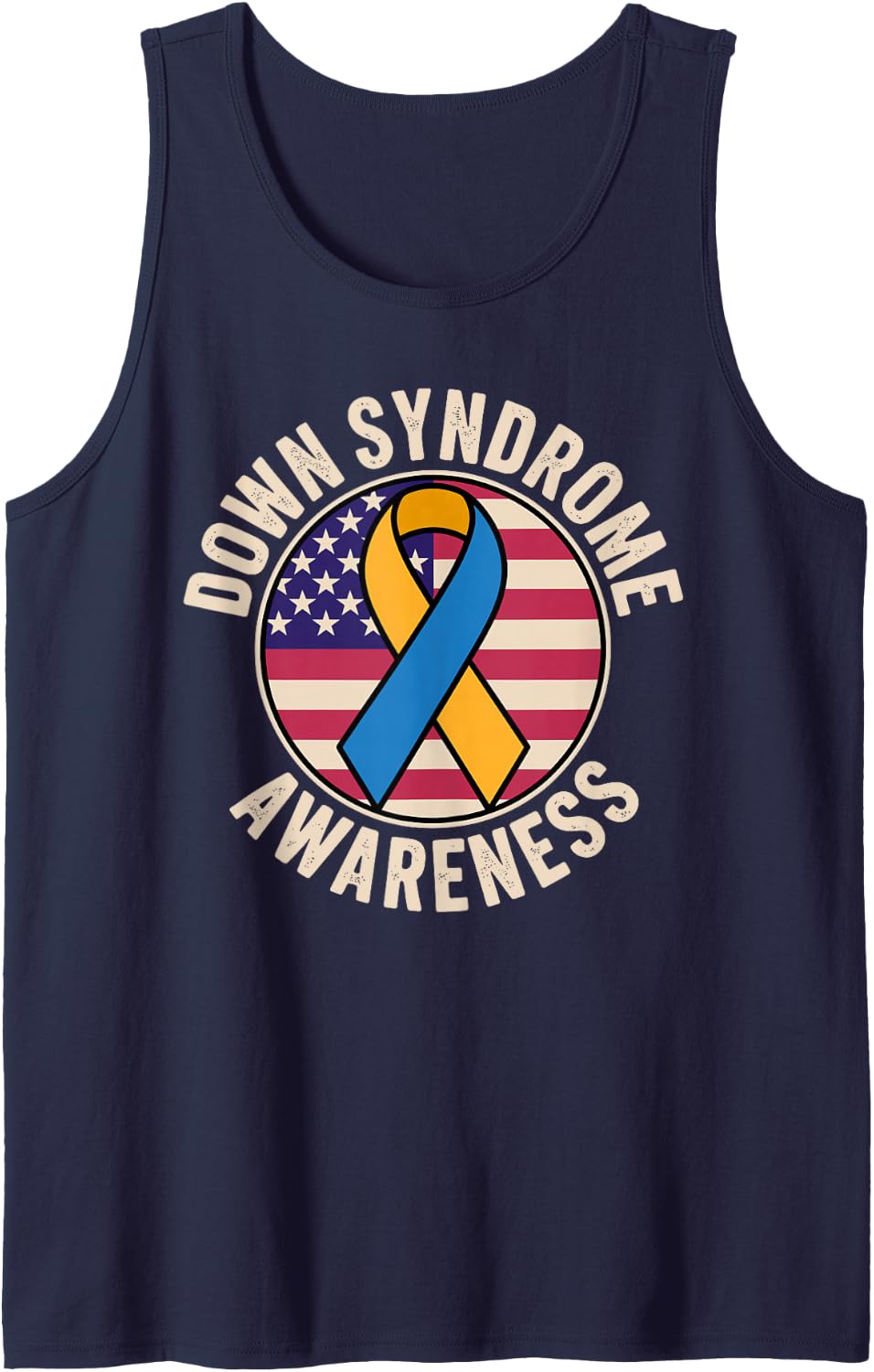 Down Syndrome Awareness Design for Men Women Kids Trisomy 21 Sleeveless Tank Top - Navy Blue