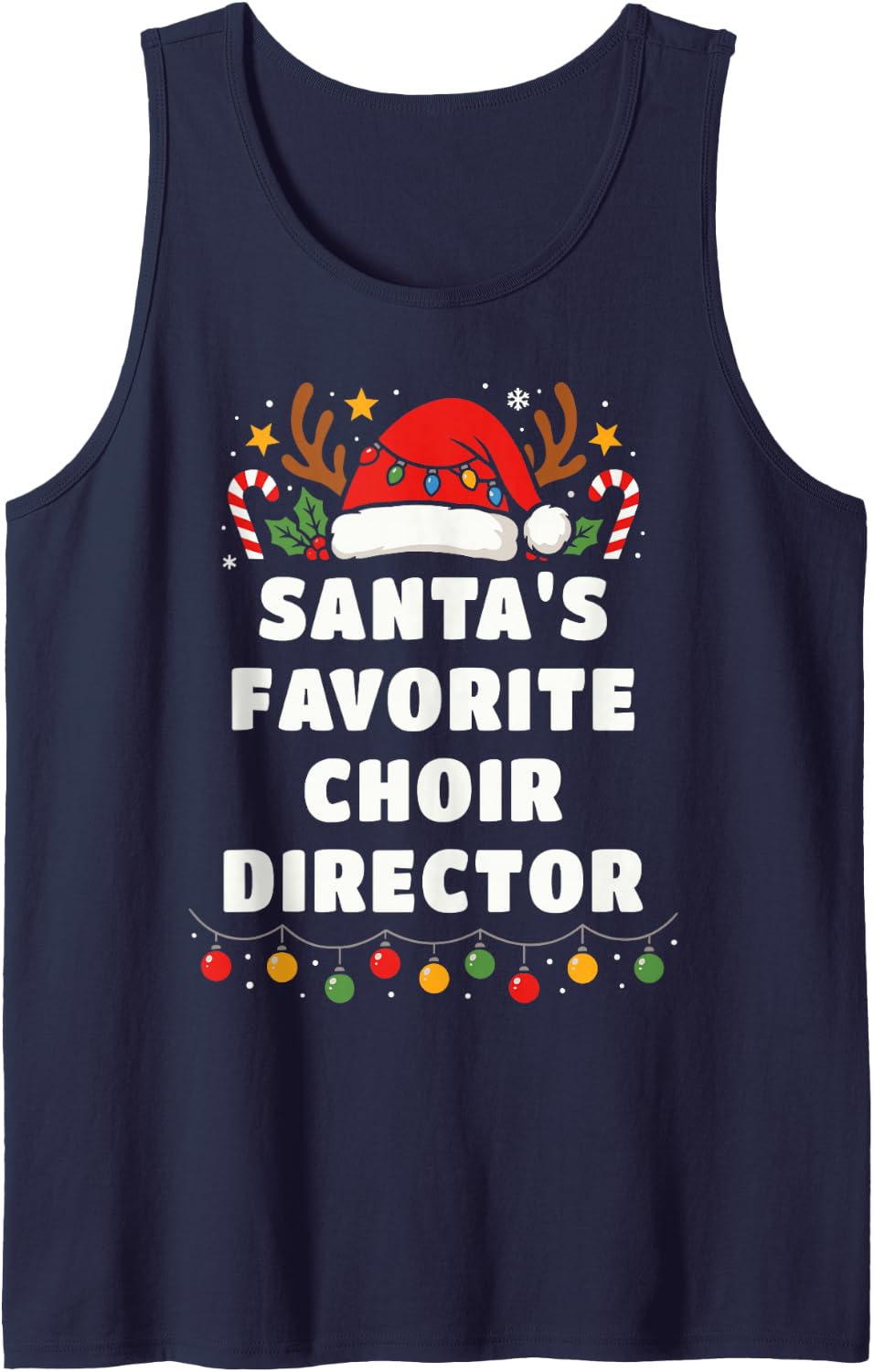 Santa's Favorite Choir Director Funny Christmas Musician Sleeveless Tank Top - Navy Blue