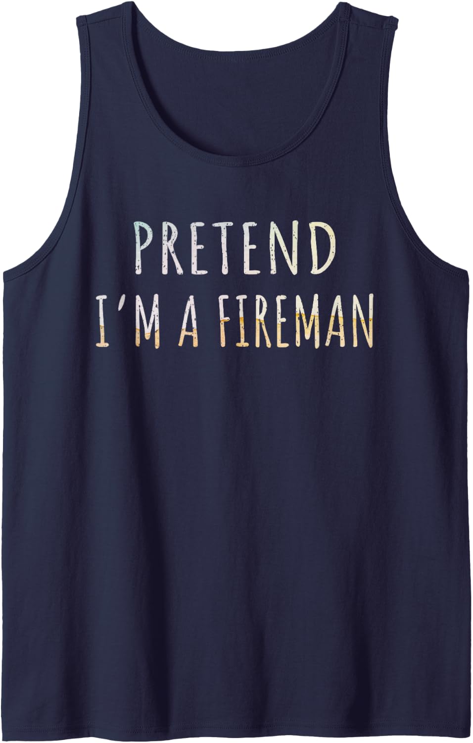 Pretend I'm A Fireman Family Group Lazy Halloween Costume Sleeveless Tank Top - Navy Blue