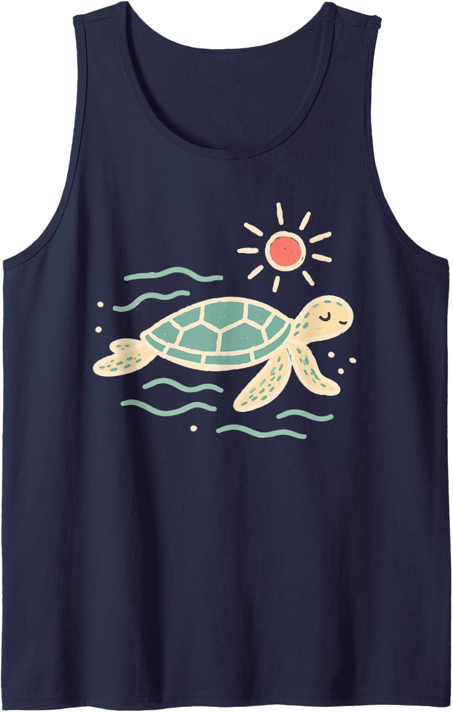 Cute Sea Turtle Beach Ocean Summer Animal Tank Top - Navy Blue