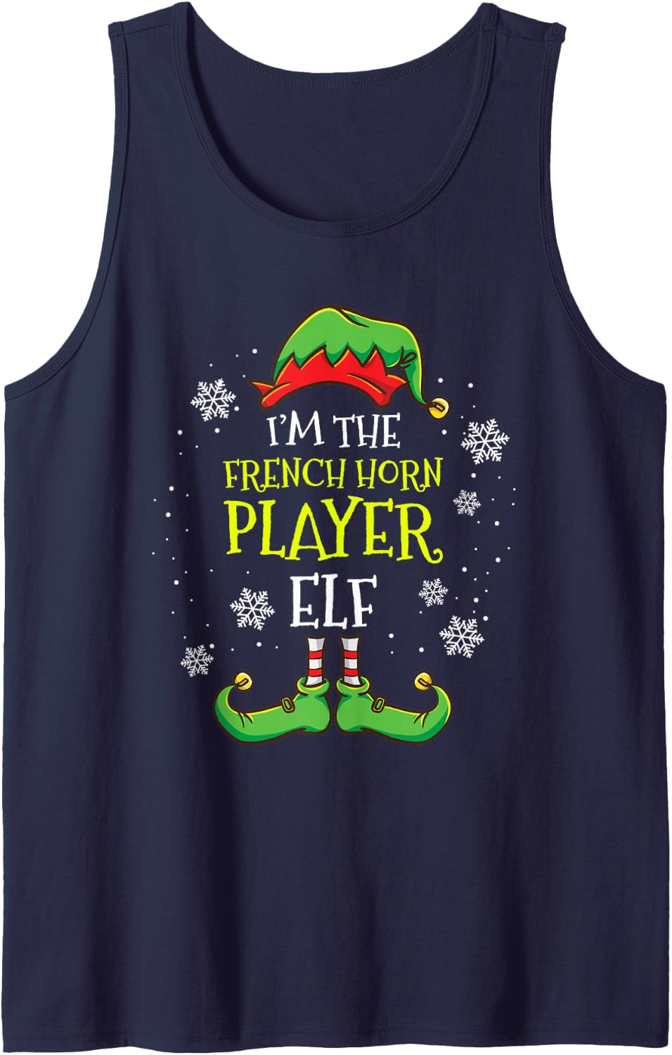 Im The French Horn Player Elf Christmas Tank Top - Navy Blue