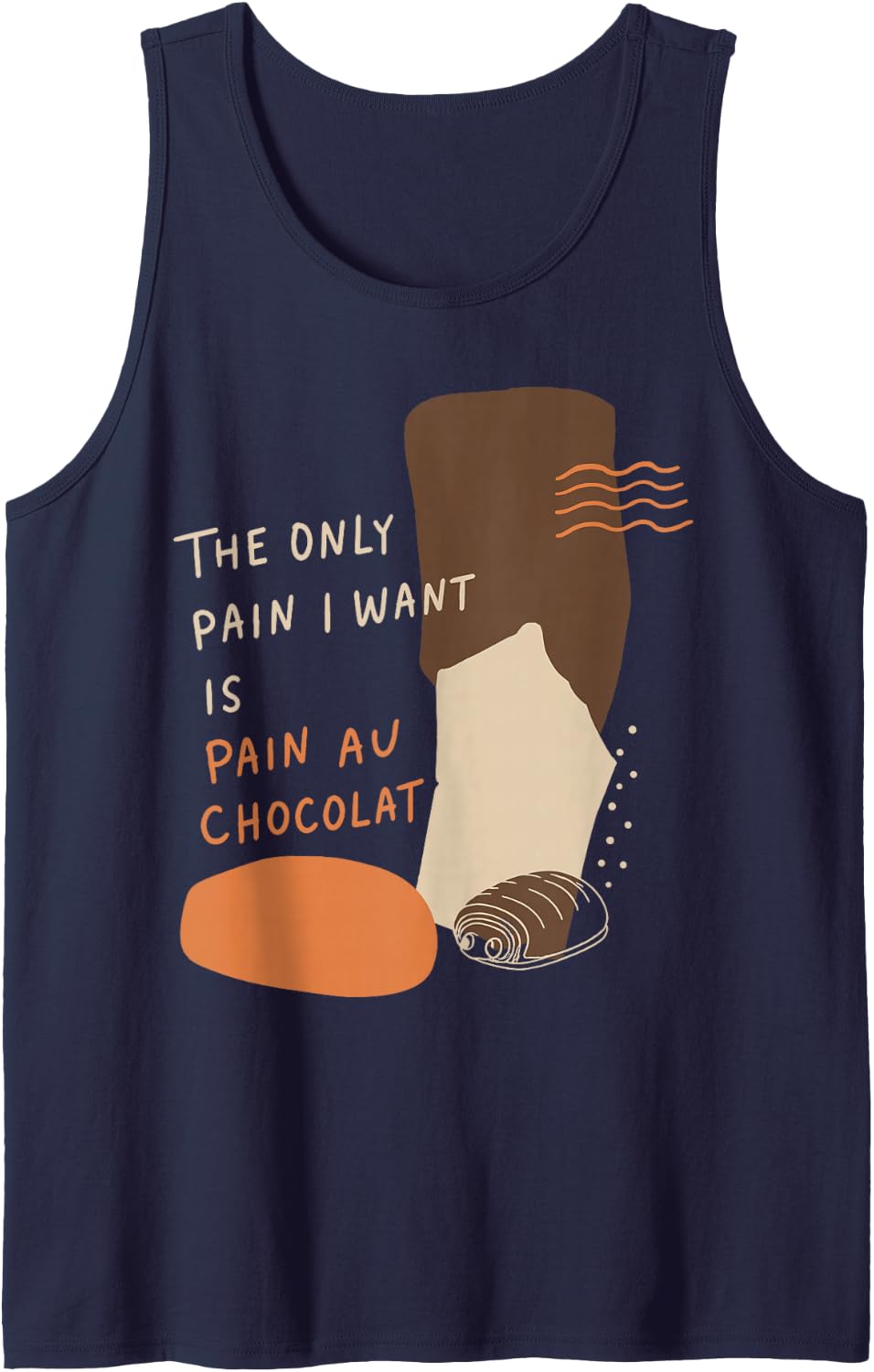 Funny French Bread Bakery Pastry Chocolate Lover Tank Top - Navy Blue