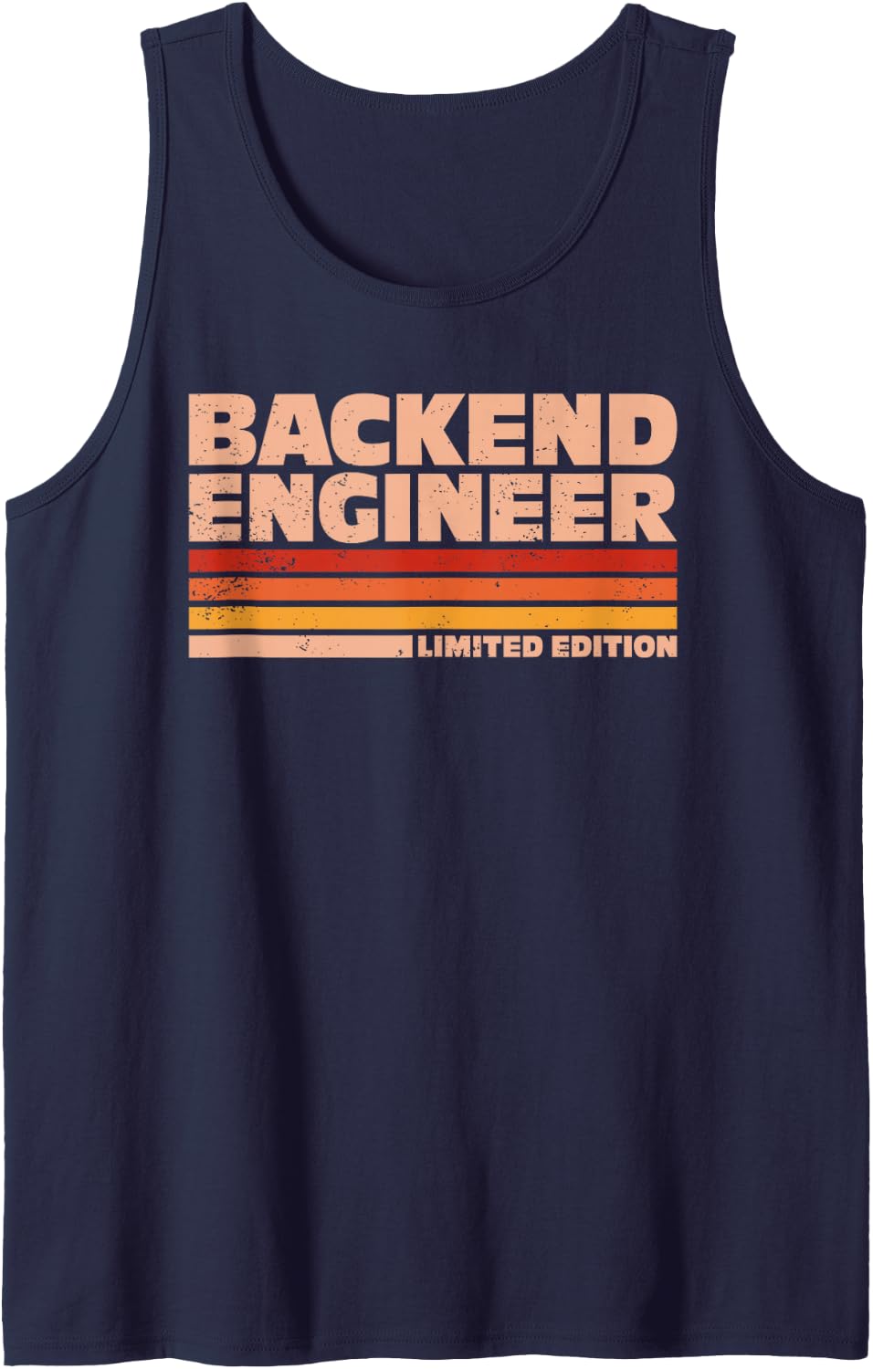 Backend Engineer Retro Sunrise Sleeveless Tank Top - Navy Blue