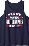 Funny This is What an Awesome Photographer Looks Like Sleeveless Tank Top - Navy Blue