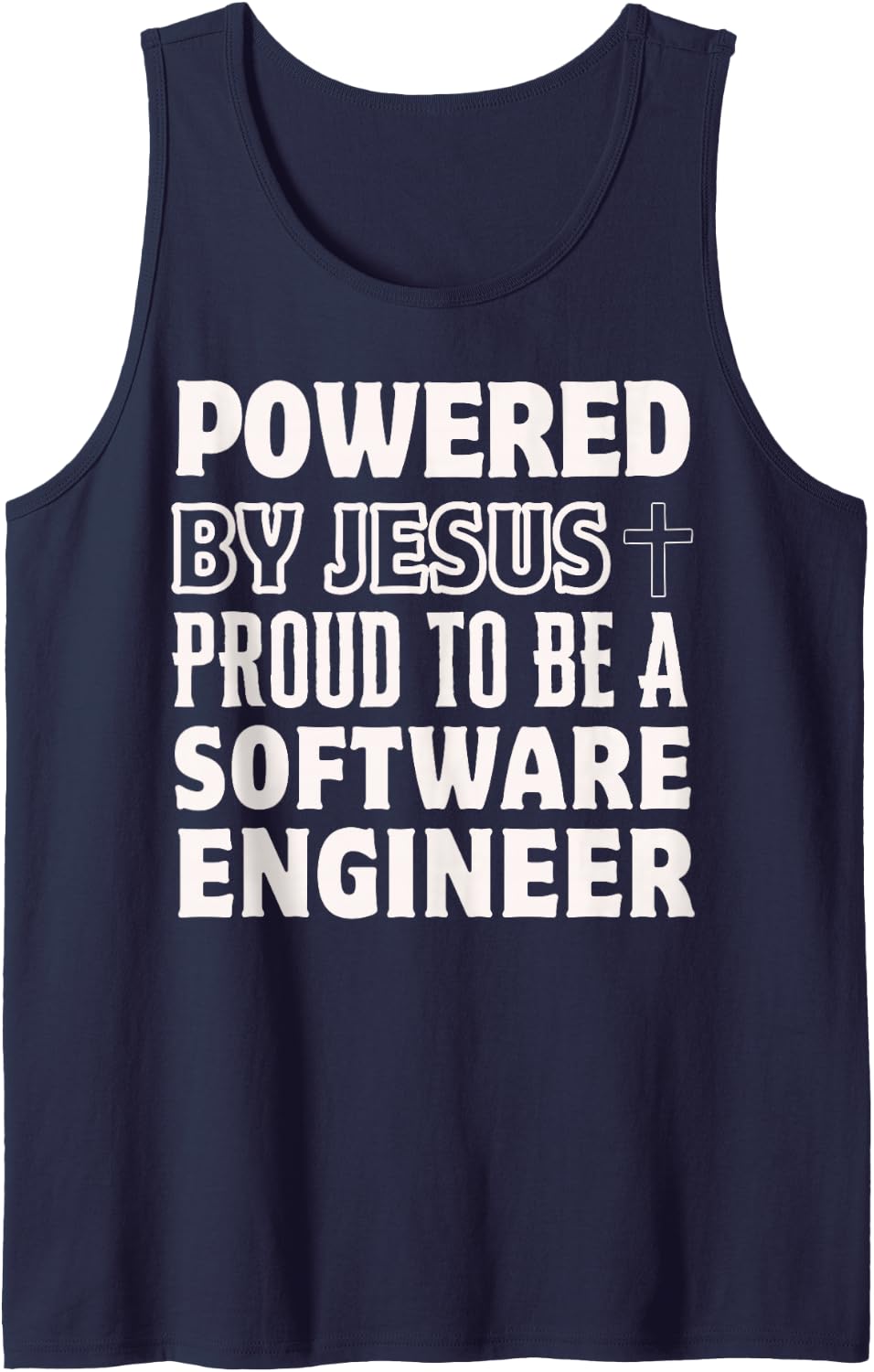 Powered by Jesus Proud to be Software Engineer Christian Tank Top - Navy Blue