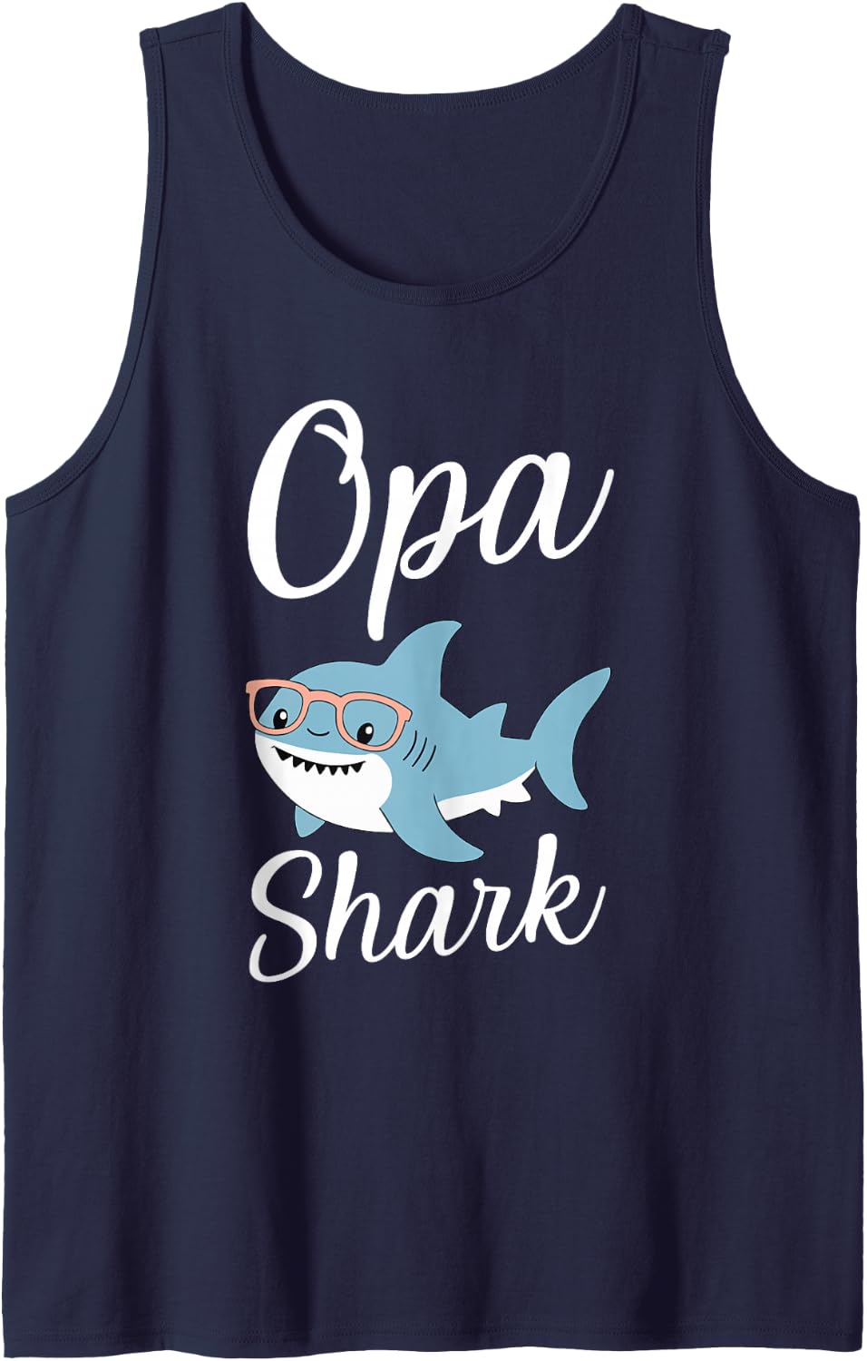 Men's Opa Shark Funny Matching Sleeveless Tank Top - Navy Blue