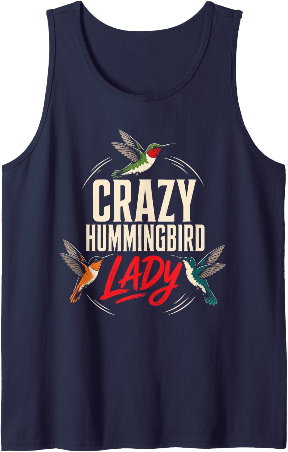 Bird Watching Crazy Hummingbird Lady Tank Top - Navy Blue