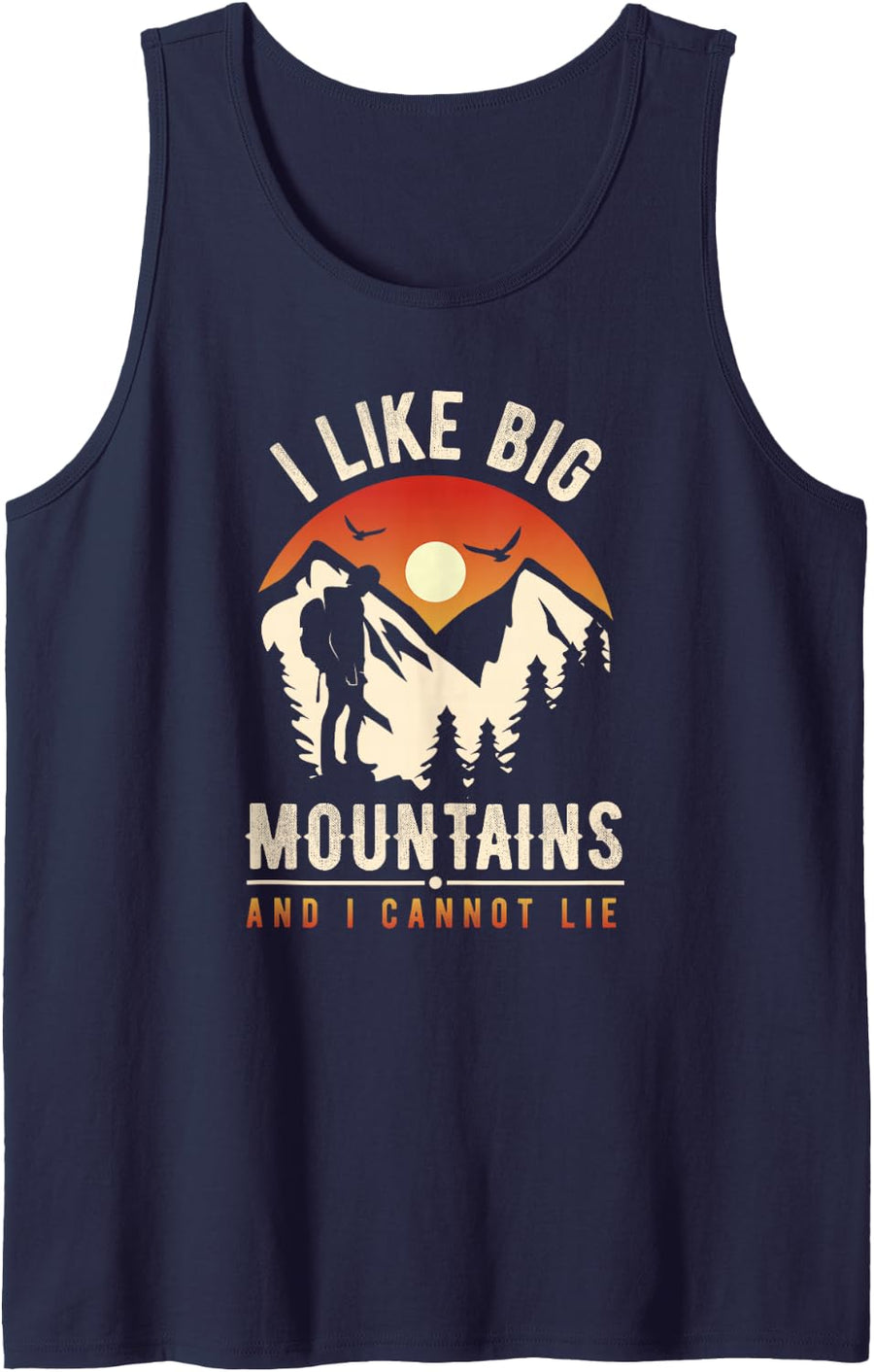 I Like Bike Mountains Hiking Mountaineering Sayings Sleeveless Tank Top - Navy Blue