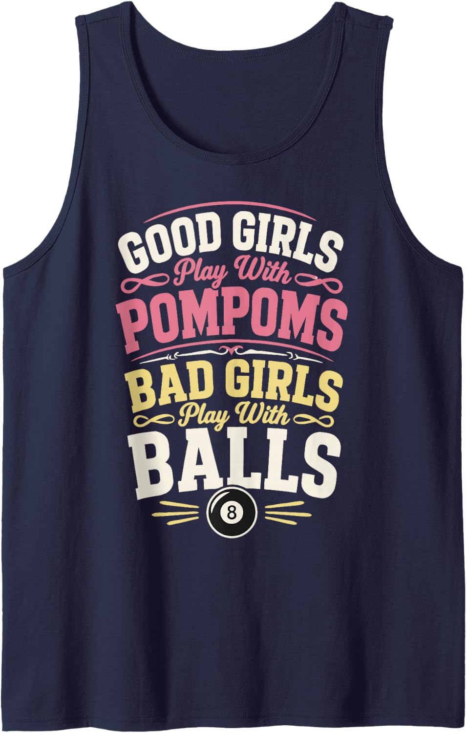 Woman Billiards Girl Pool Player Sleeveless Tank Top - Navy Blue