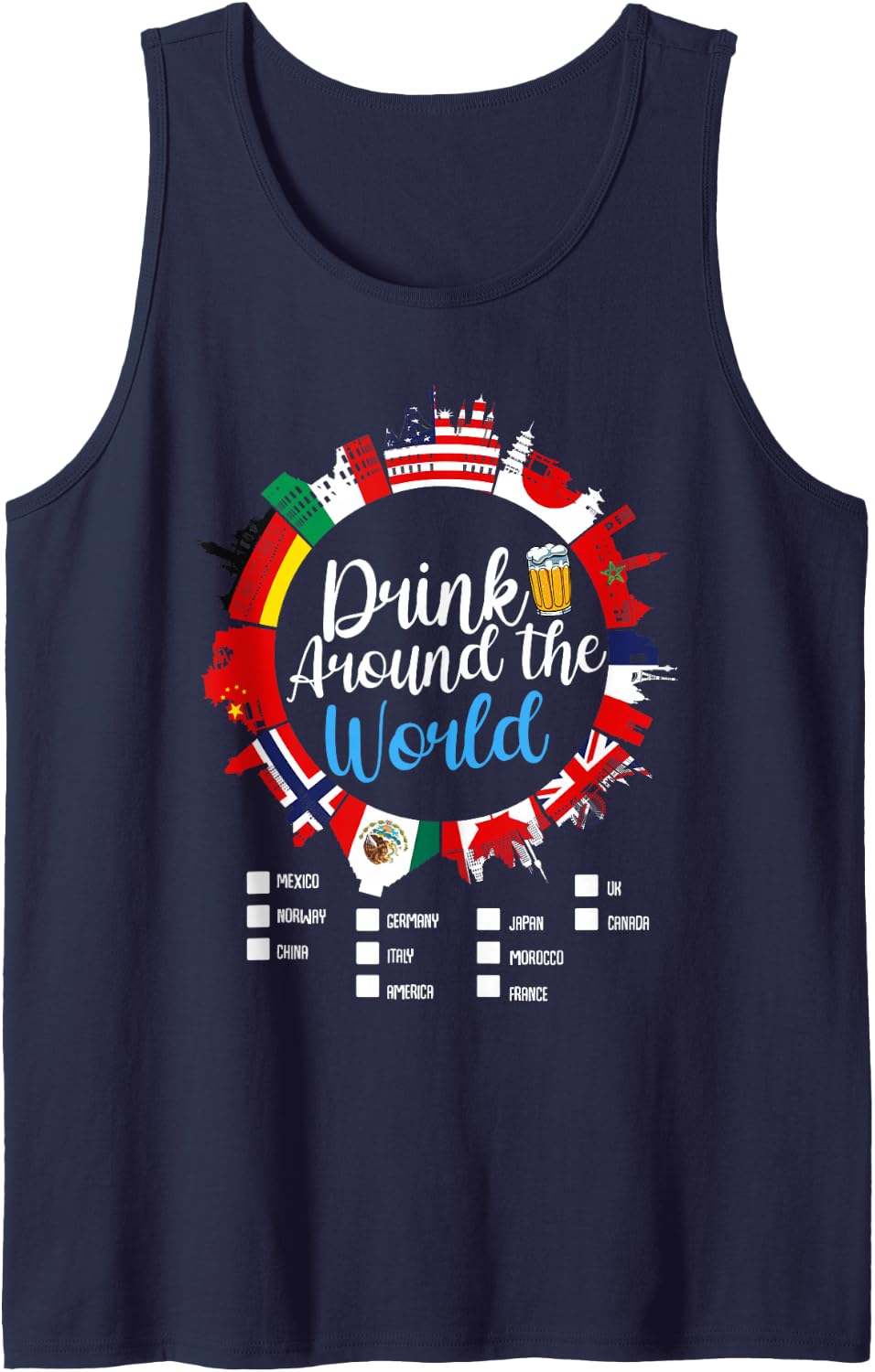 Adult Vacation Drinking Countries International National Tank Top - Navy Blue