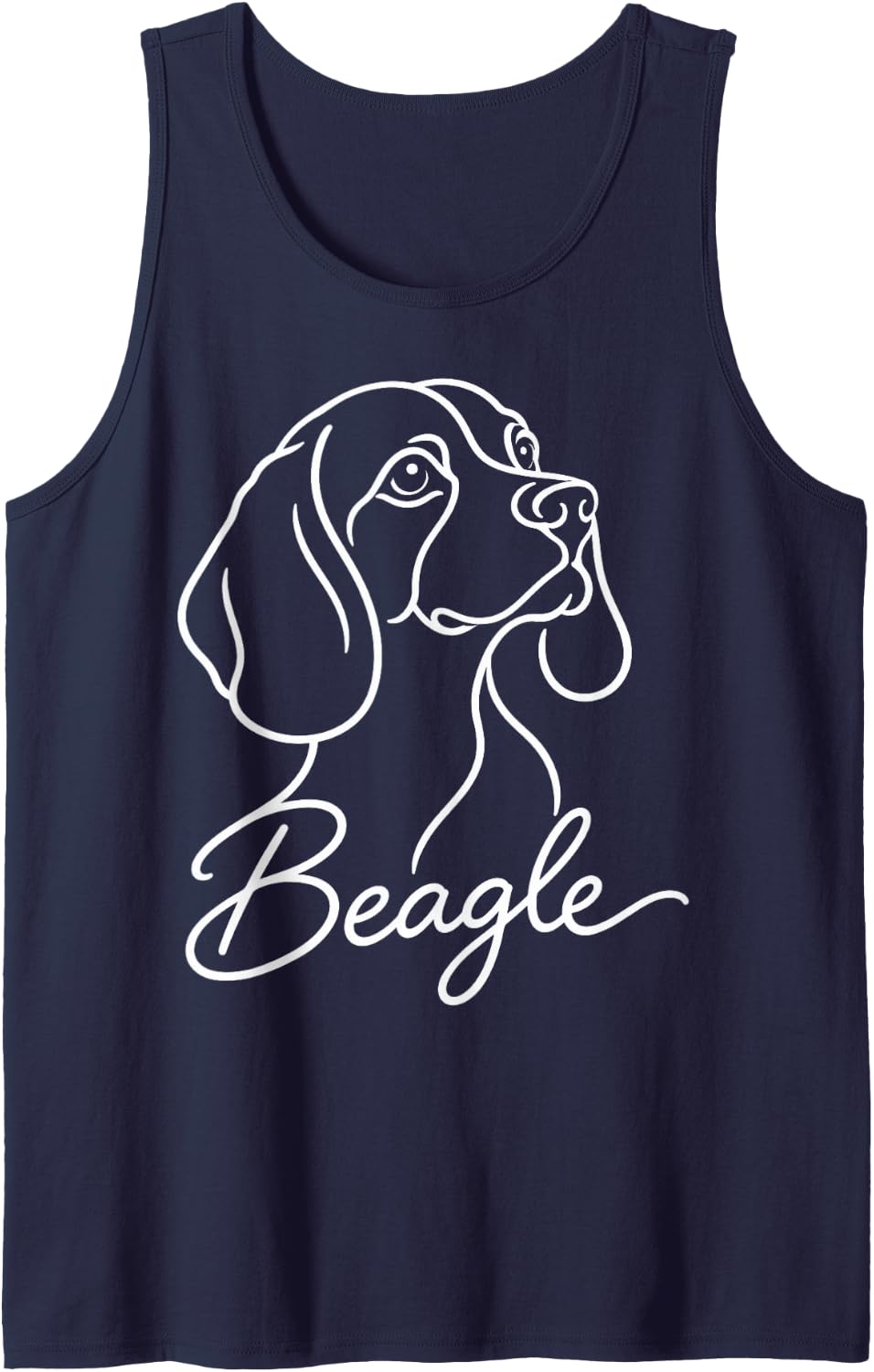 Cute Beagle Simple Line Art Sleeveless Tank Top - Navy Blue