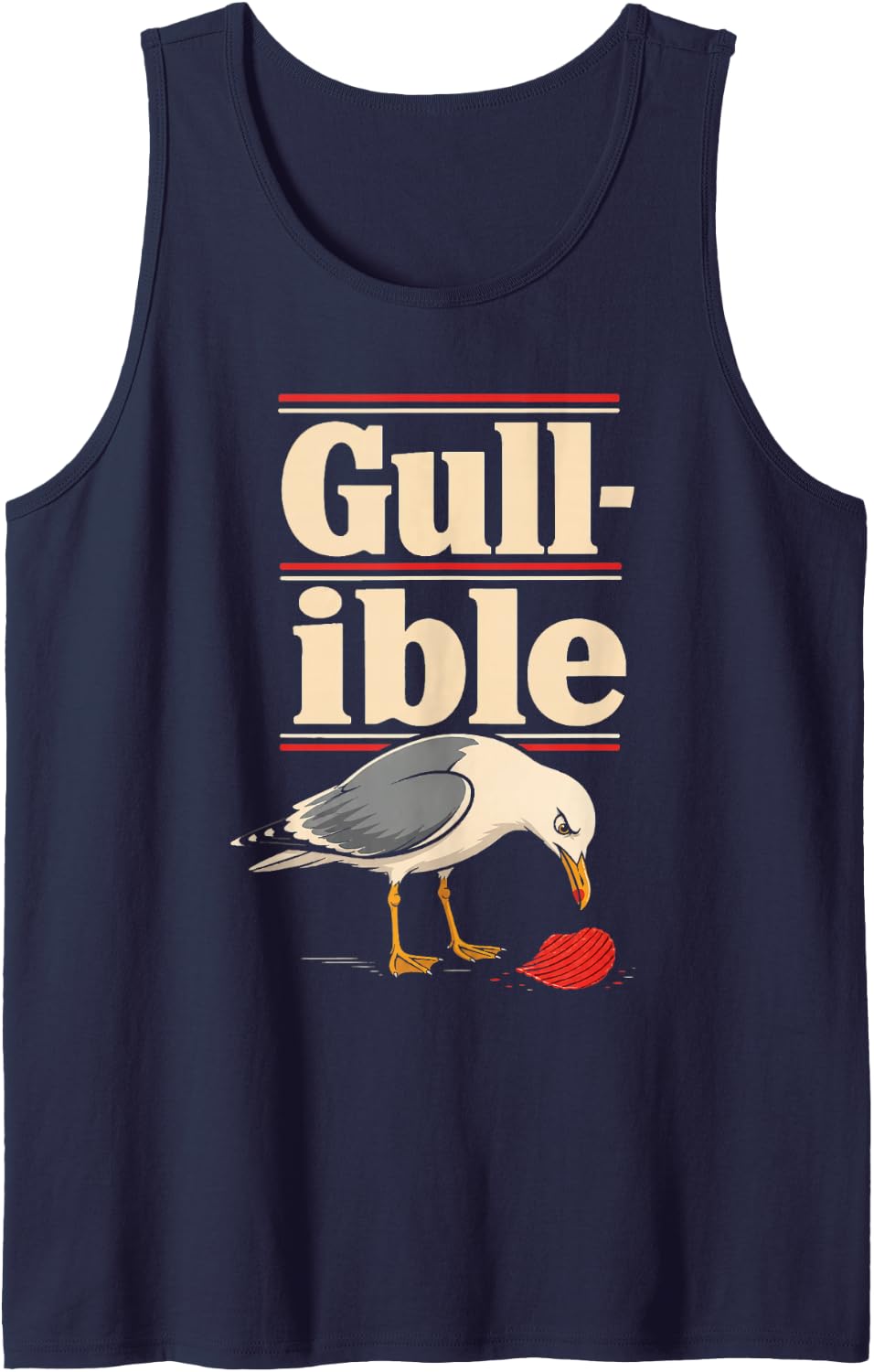 Bird Watching Gull-ible Funny Seagull Gift Tank Top - Navy Blue
