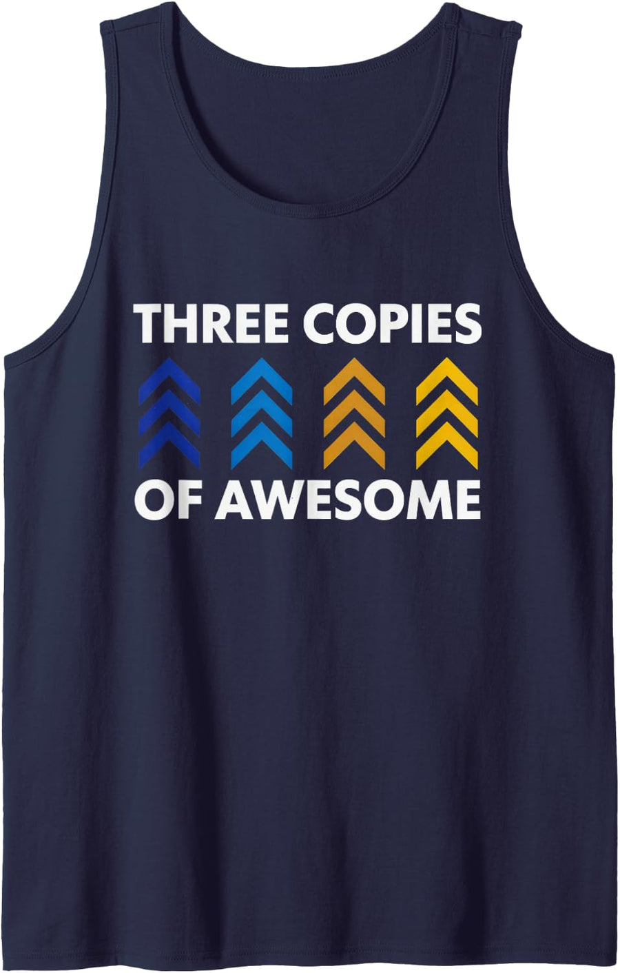 Three Copies of Awesome - Down Syndrome Awareness Sleeveless Tank Top - Navy Blue