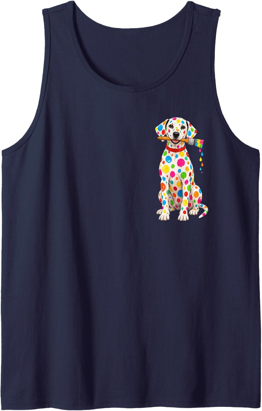 Dalmatian Painter Funny Colorful Dog Lover Art Meme Mom Sleeveless Tank Top - Navy Blue