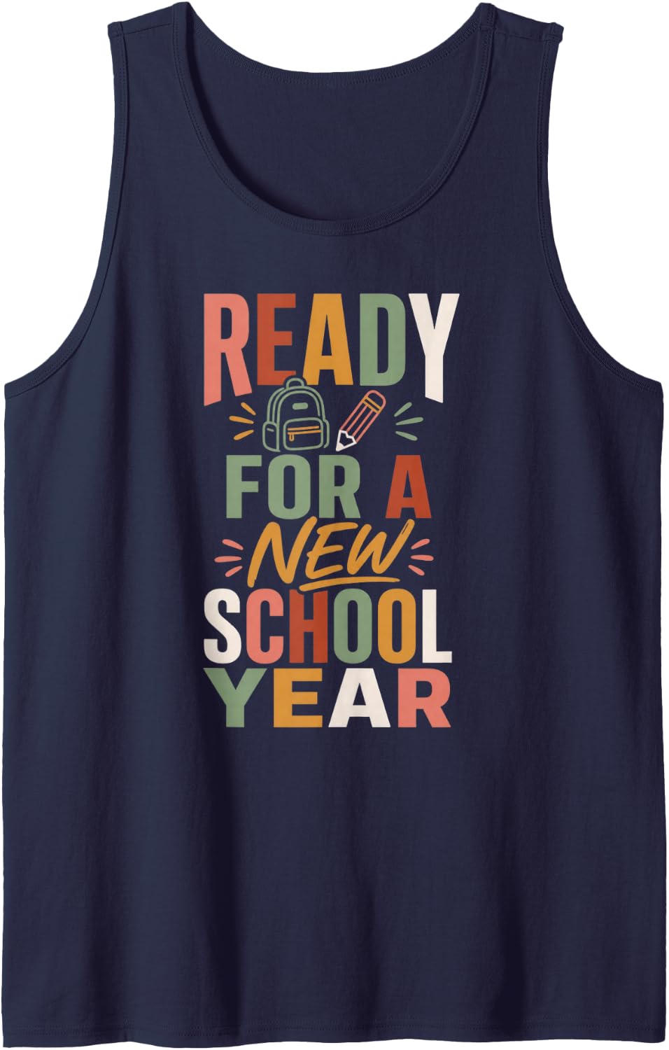 Back to School Ready for a New School Year Tank Top - Navy Blue