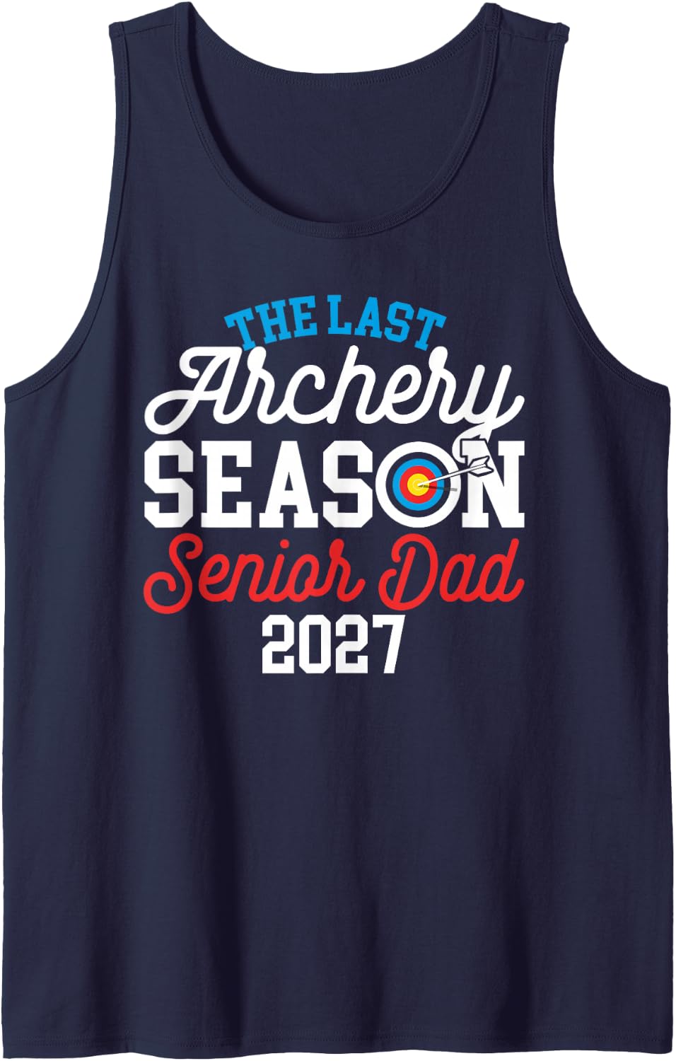 Men's The Last Archery Season Archery Senior Dad 2027 Sleeveless Tank Top - Navy Blue