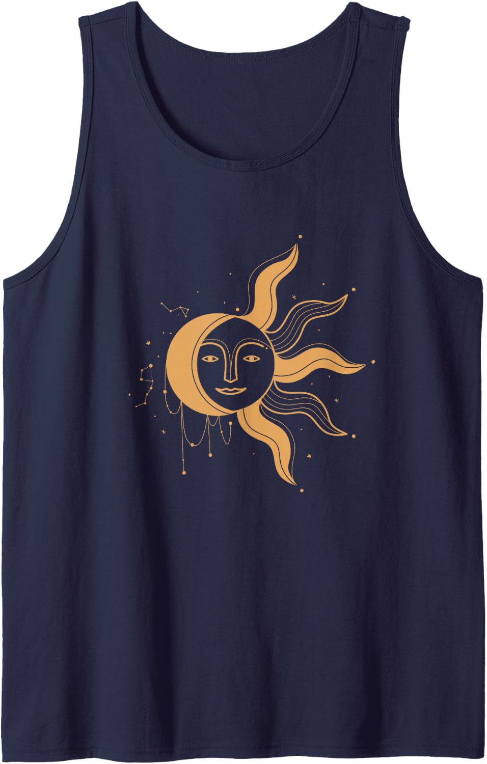Astronomy I Stars Sun Moon Planets I Astronaut Solar System Sleeveless Tank Top - Navy Blue