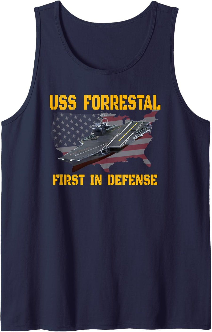 USS Forrestal Aircraft Carrier Veterans Day Father Grandpa Sleeveless Tank Top - Navy Blue