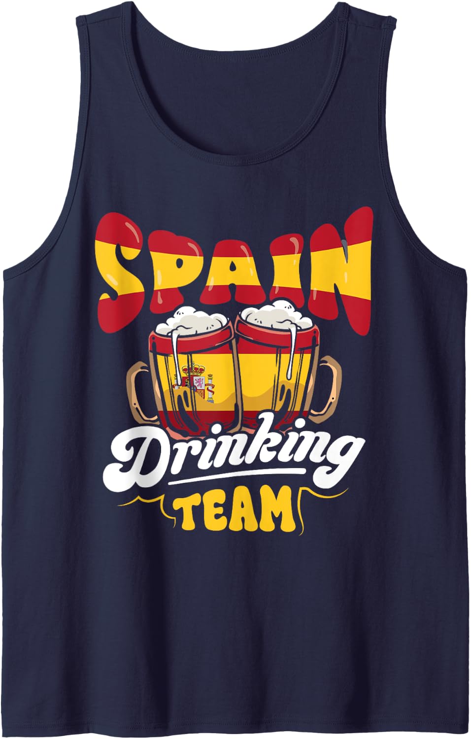 Spain Drinking Team Spanish Flag Funny Beer Lover Gift Tank Top - Navy Blue