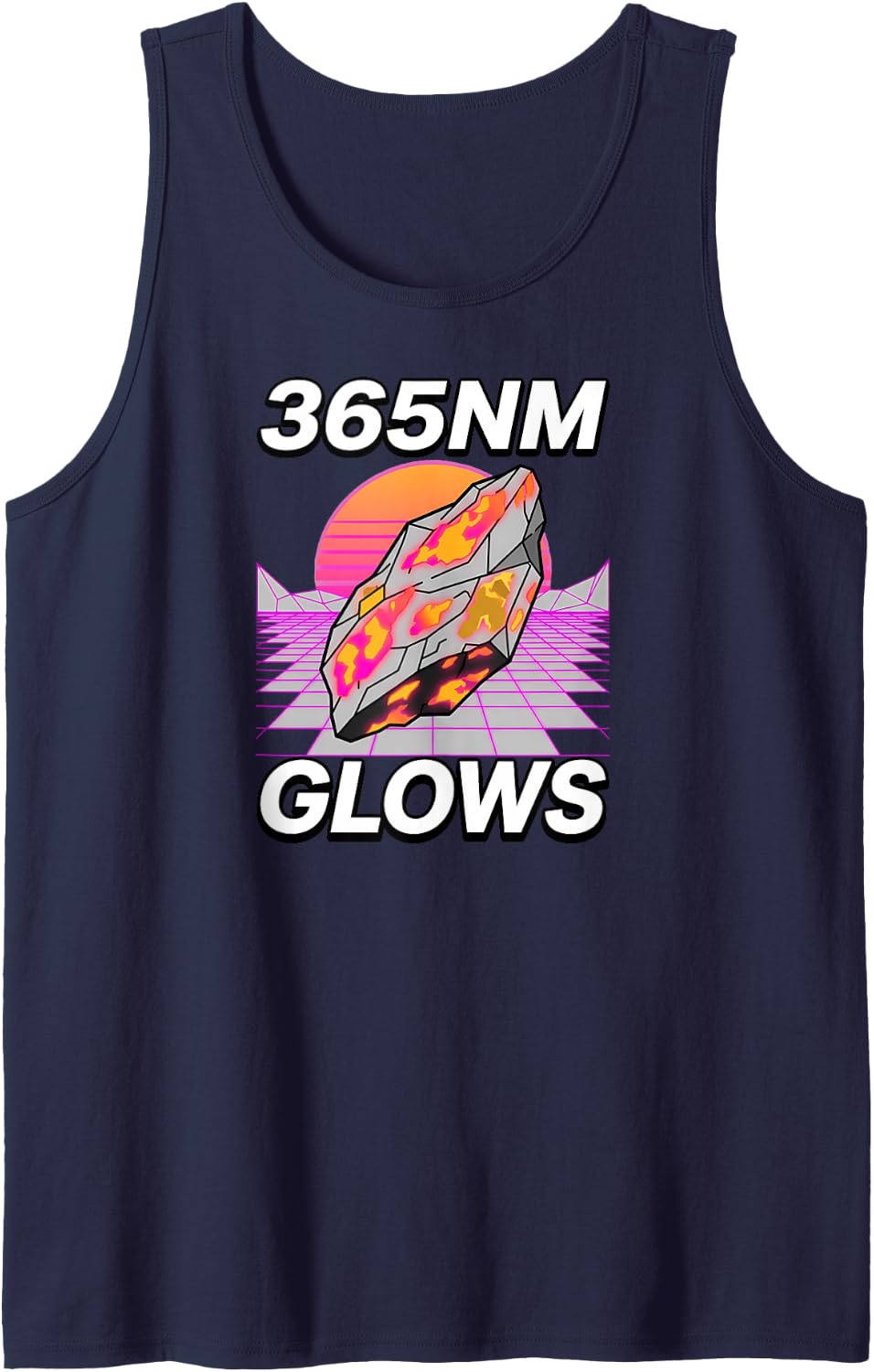 365nm UV Mineral Hunter Fluorescent Rockhound Sodalite Tank Top - Navy Blue