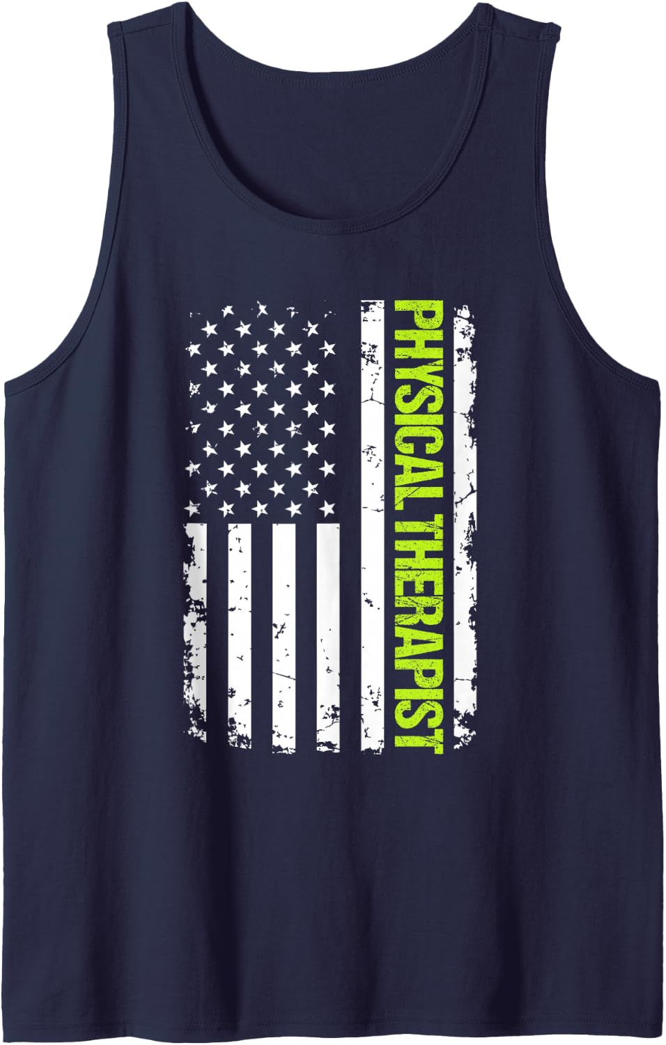 Physical Therapist USA Flag Sleeveless Tank Top - Navy Blue
