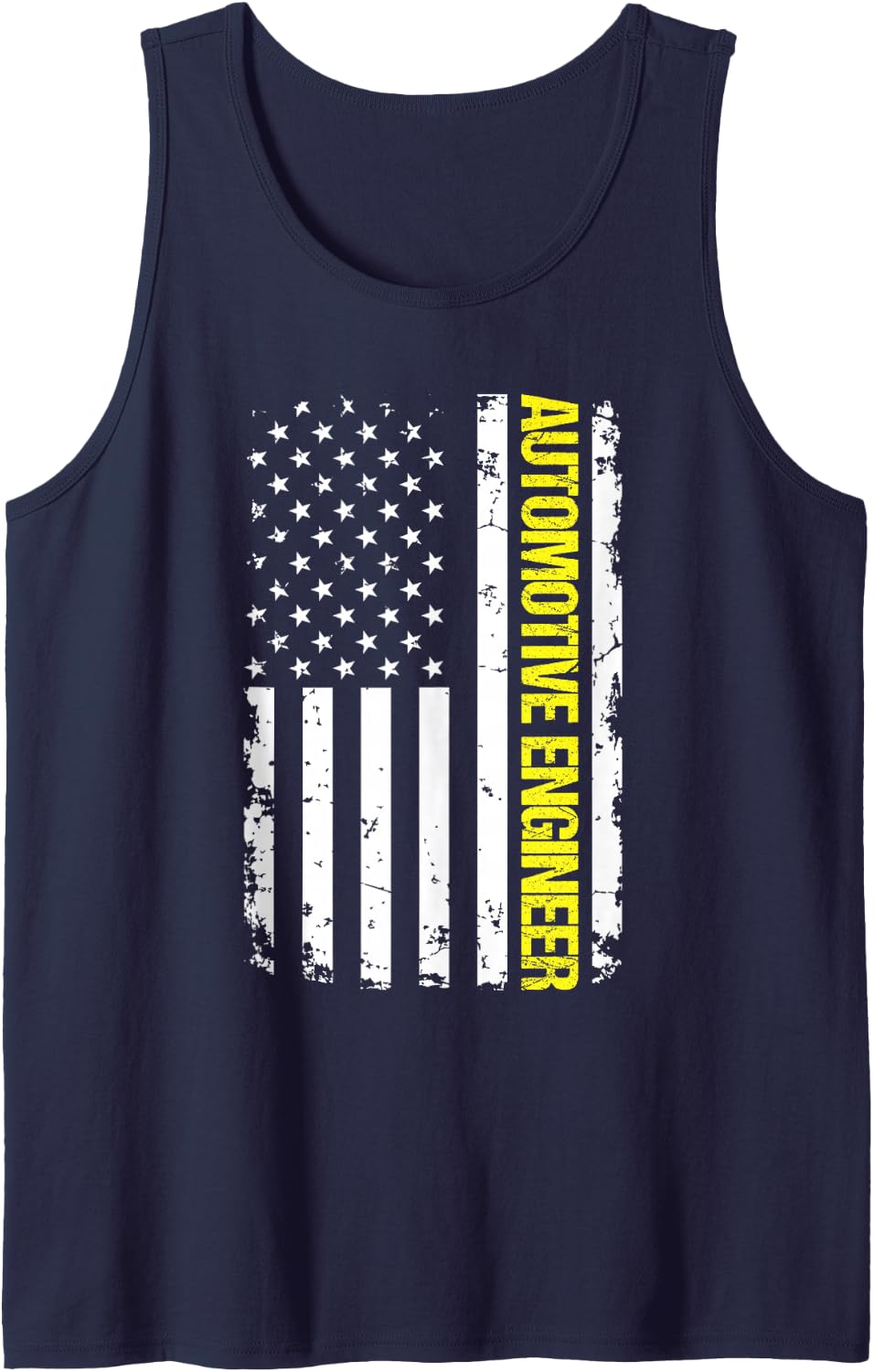 Automotive Engineer USA Flag Sleeveless Tank Top - Navy Blue