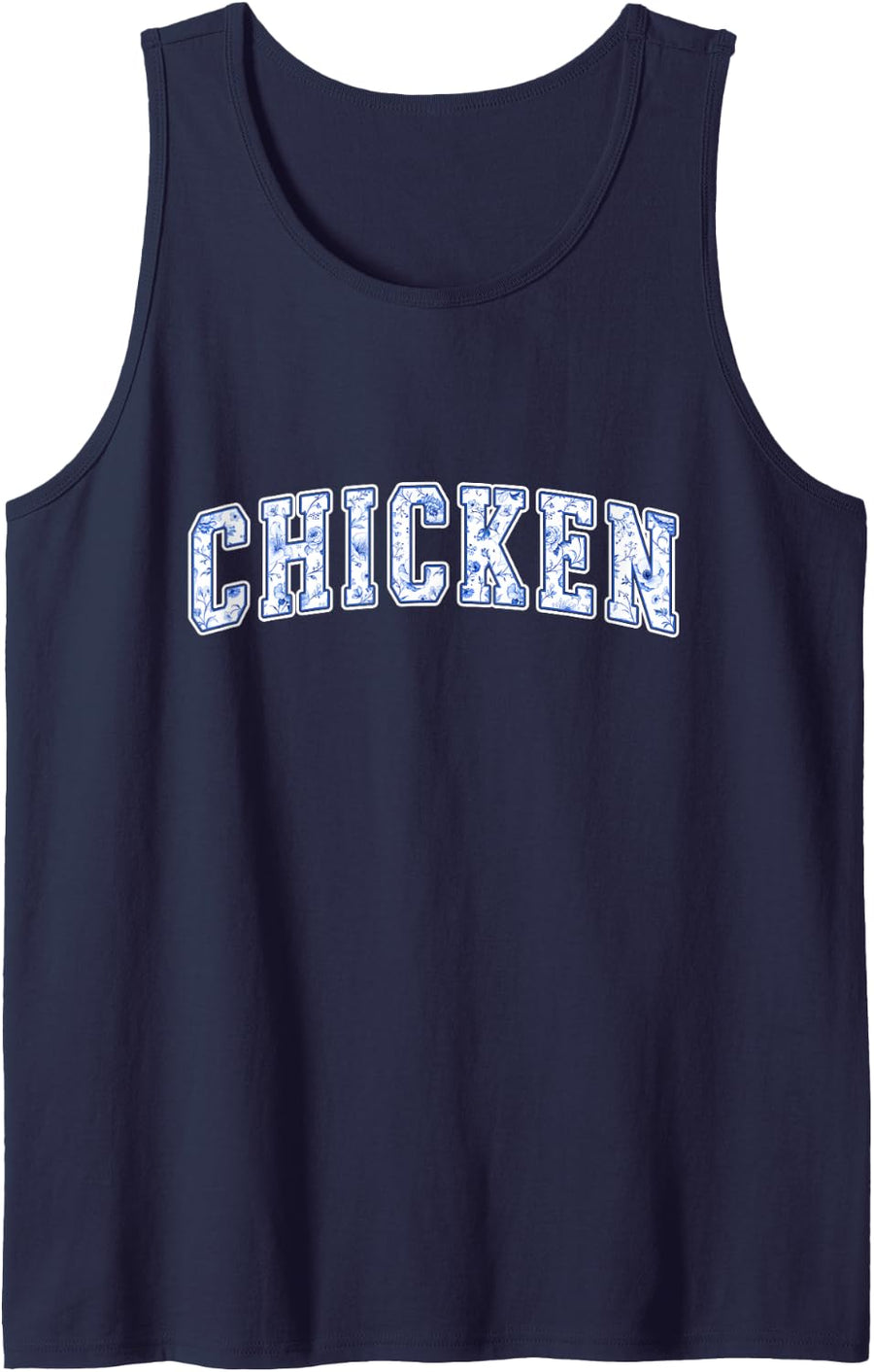 Chicken Blue Floral Varsity Letters Chicken Lover Farm Sleeveless Tank Top - Navy Blue