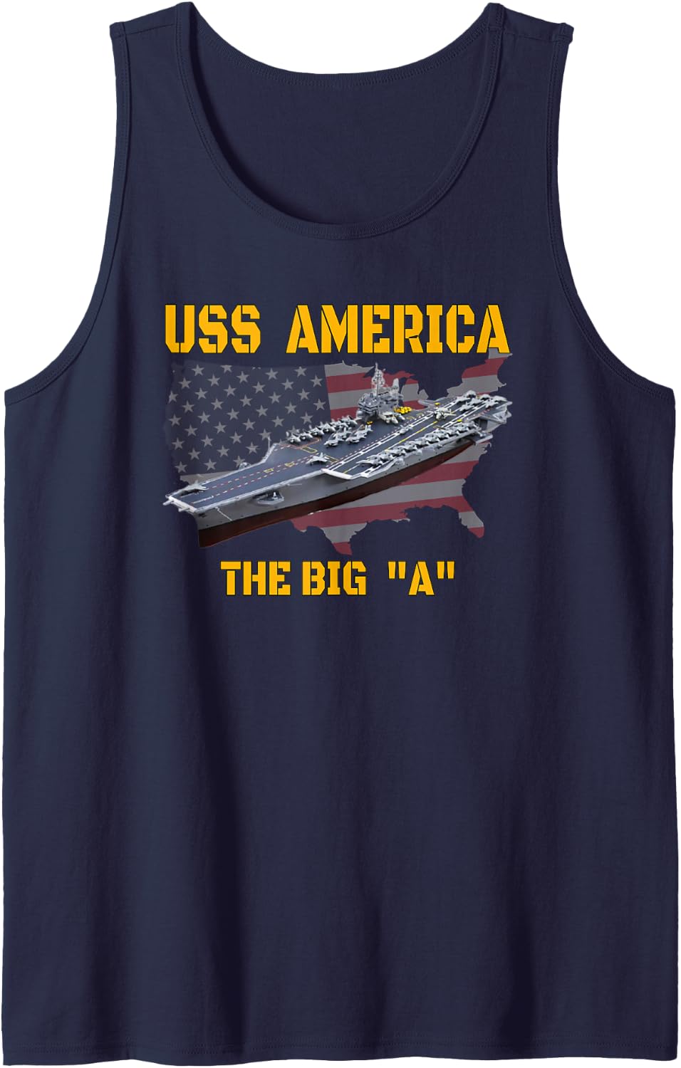 USS America Aircraft Carrier Veterans Day Father Grandpa Sleeveless Tank Top - Navy Blue