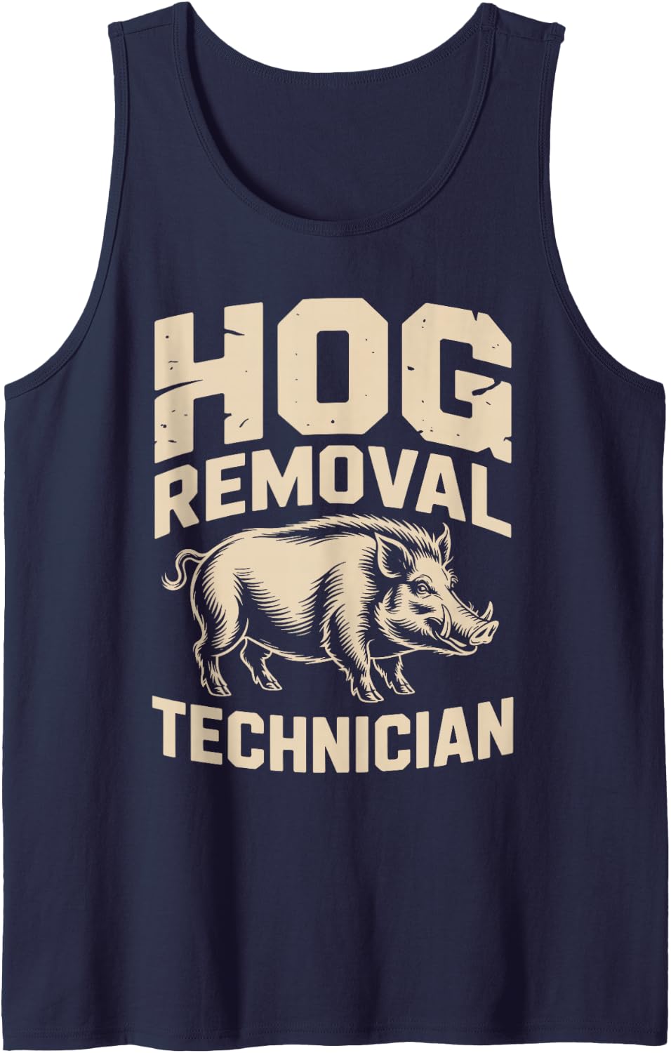 Best Hog Hunting Art for Men Women Boar Hunting Hog Hunter Sleeveless Tank Top - Navy Blue