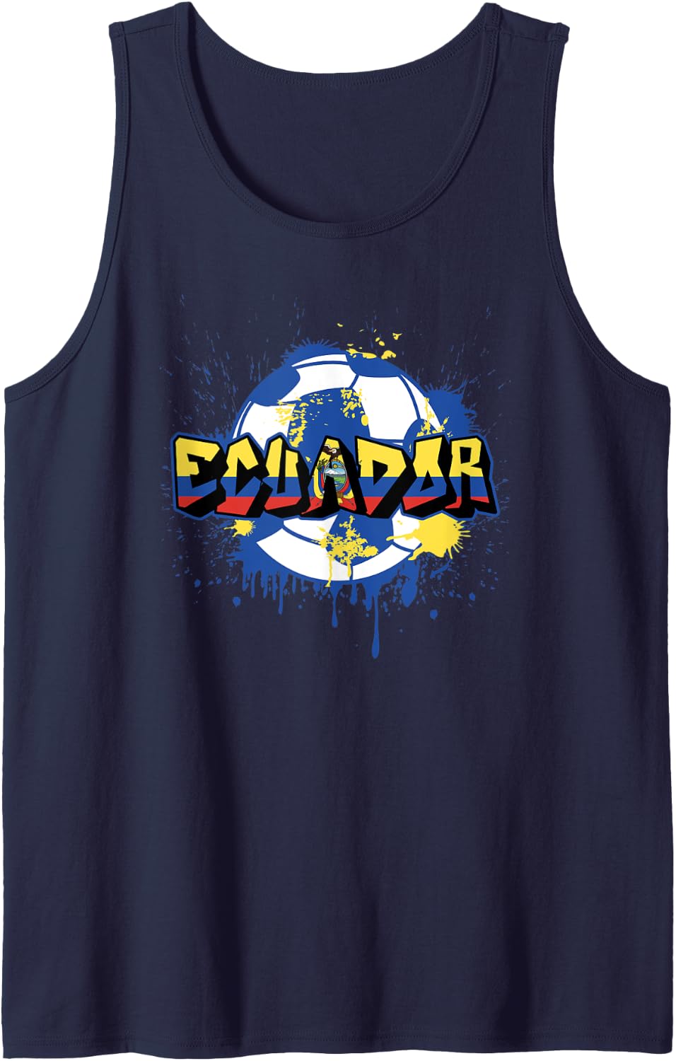 Ecuador Soccer Street Art Splatter Ecuadorian Flag Tank Top - Navy Blue