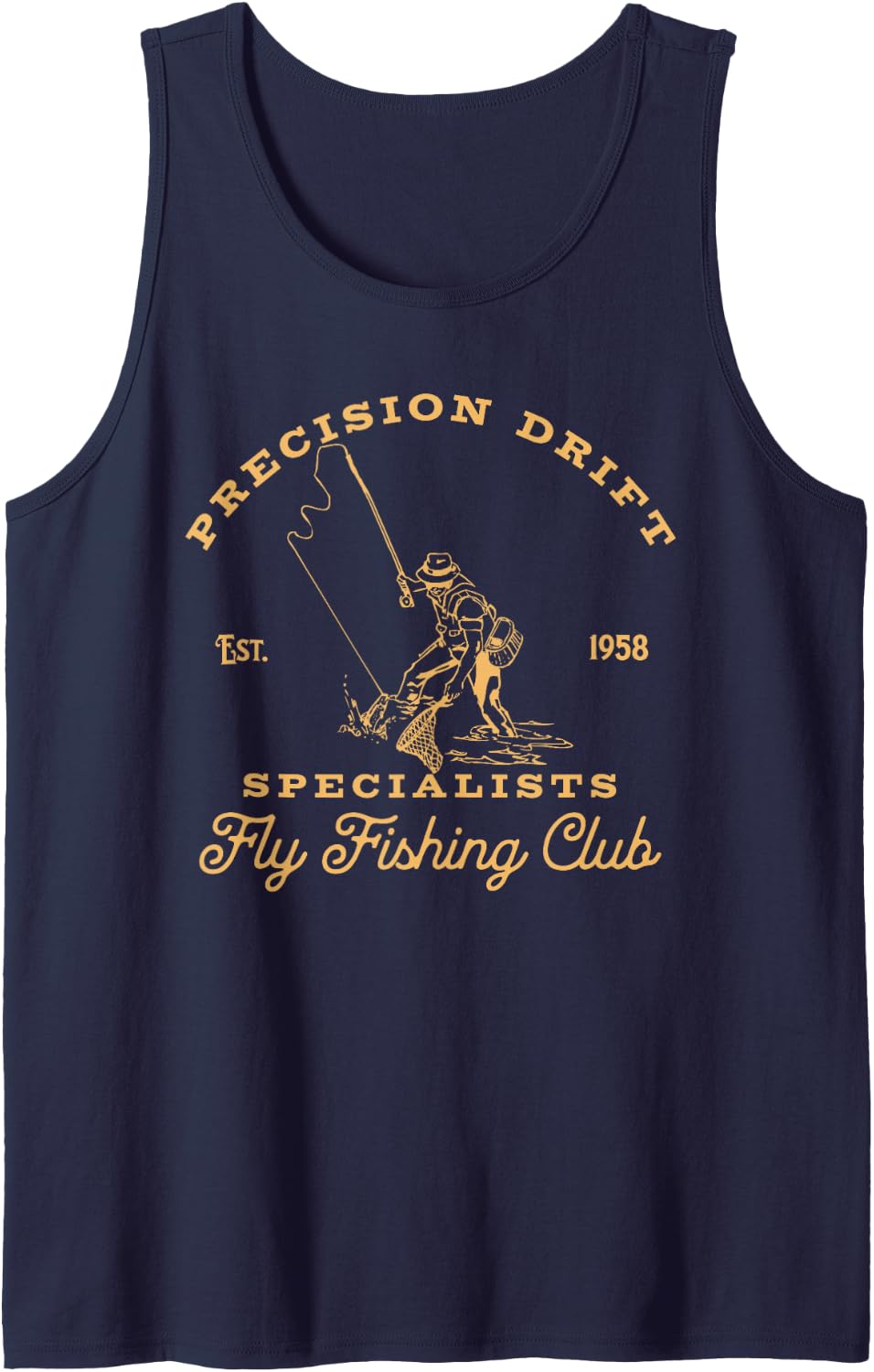 Vintage Fly Fishing Club Precision Drift Specialists Tank Top - Navy Blue