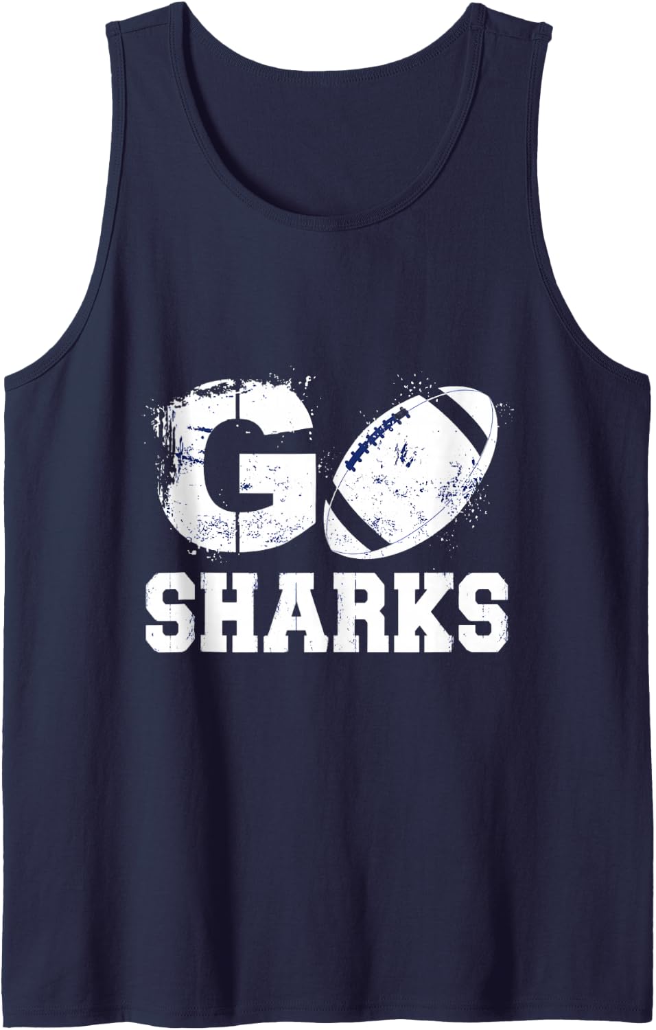 Go Sharks Football Team Spirit Tank Top - Navy Blue