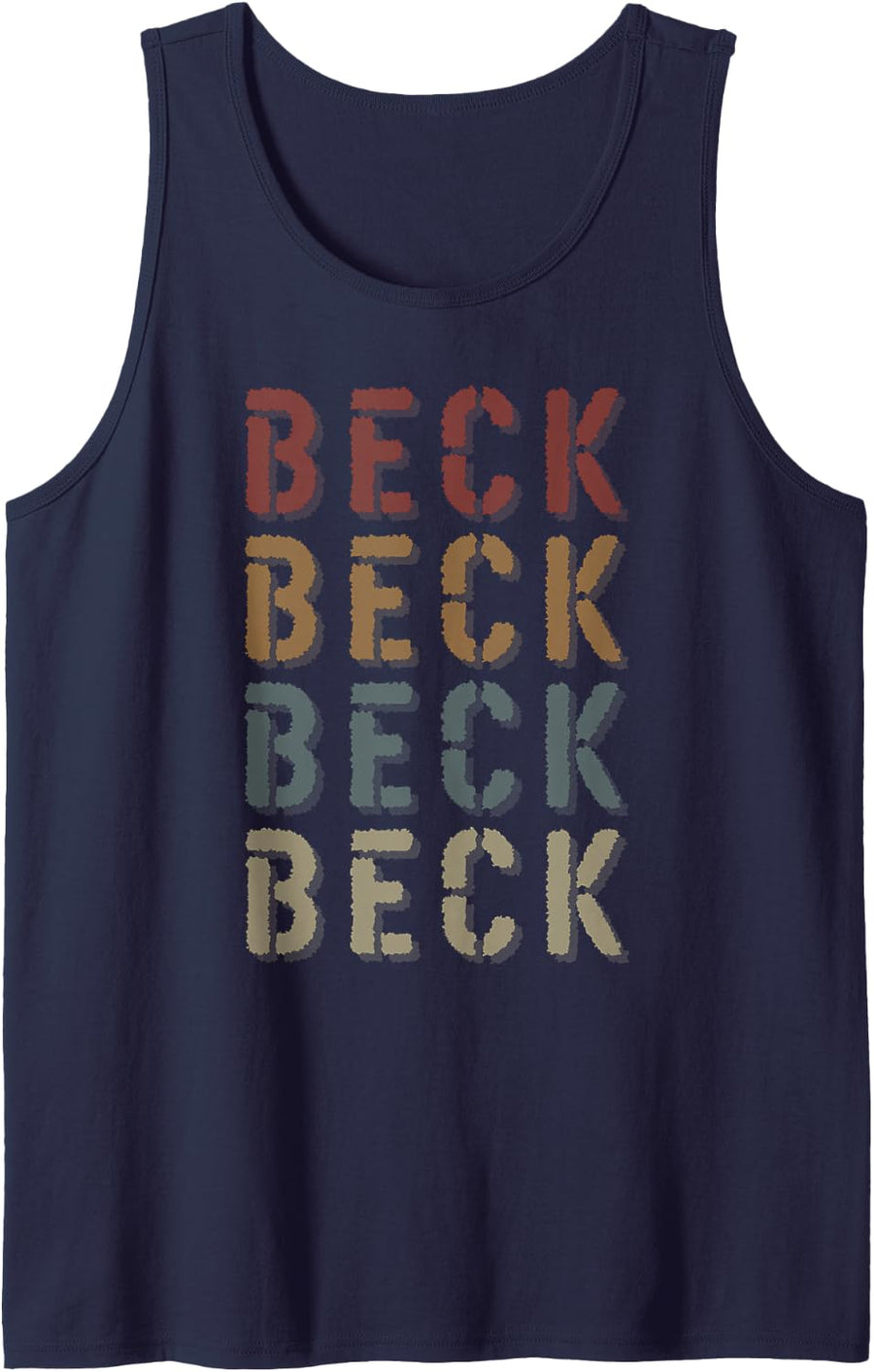 Vintage Style Beck Name Funny Love Heart Beck Tank Top - Navy Blue