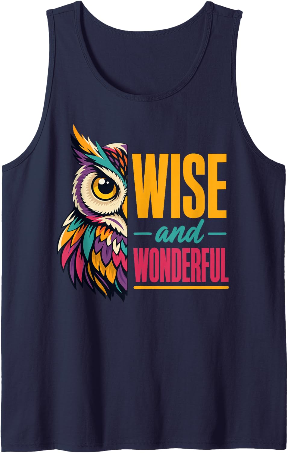 Wise Owl Wonderful Bird Owl Sleeveless Tank Top - Navy Blue
