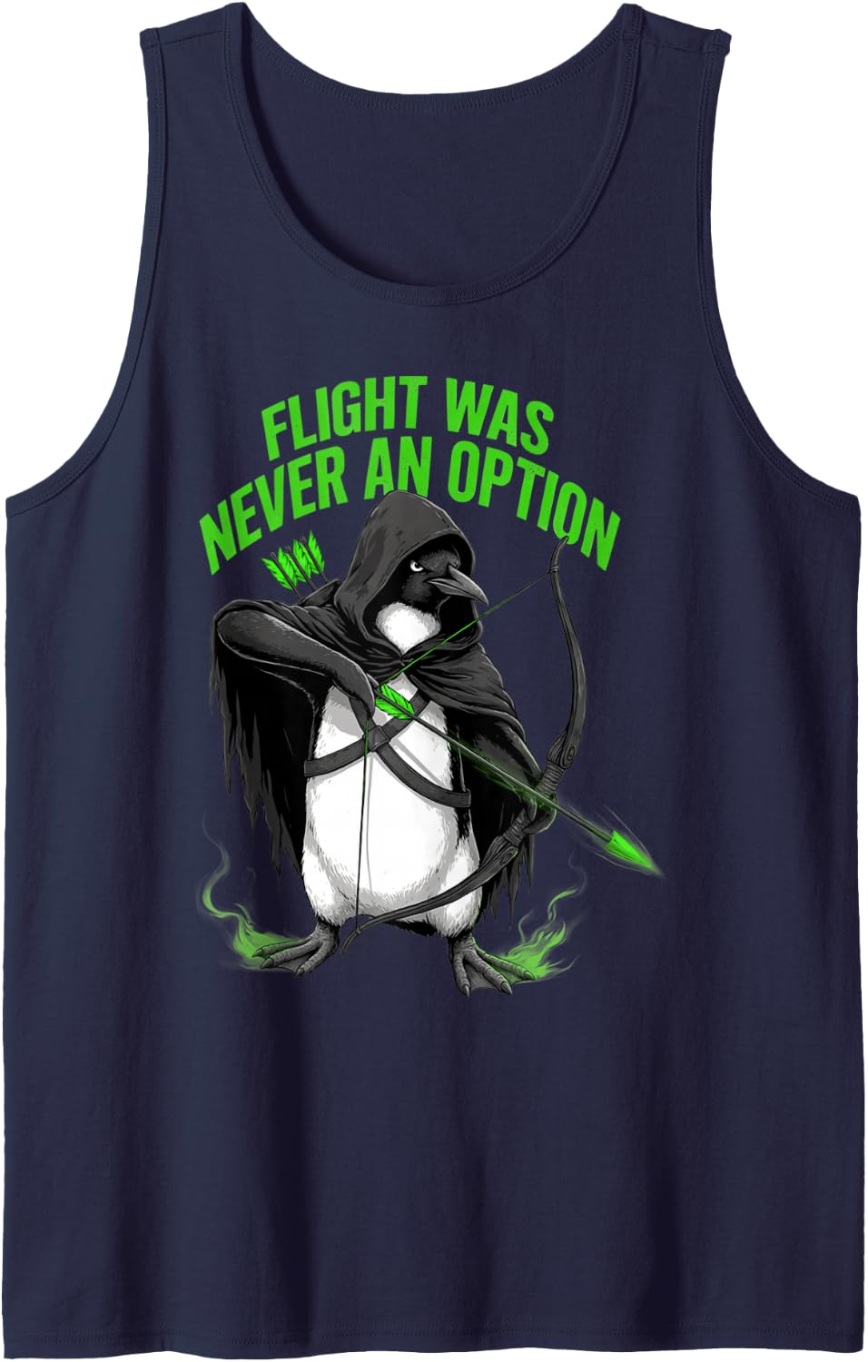 Internet Joke Flight was Never an Option Funny Penguin Meme Sleeveless Tank Top - Navy Blue