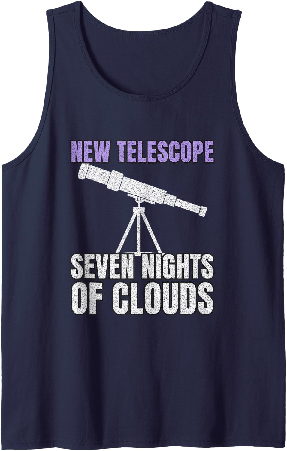 Funny Astronomy Stargazing Telescope Astronomer Space Lover Sleeveless Tank Top - Navy Blue