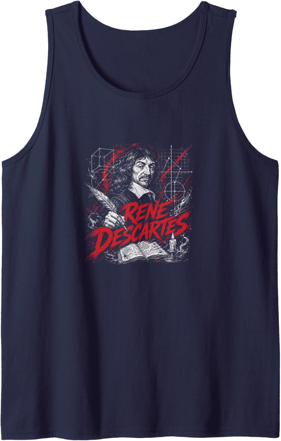 Rene Descartes Rationalism Philosophy Mathematics Tank Top - Navy Blue