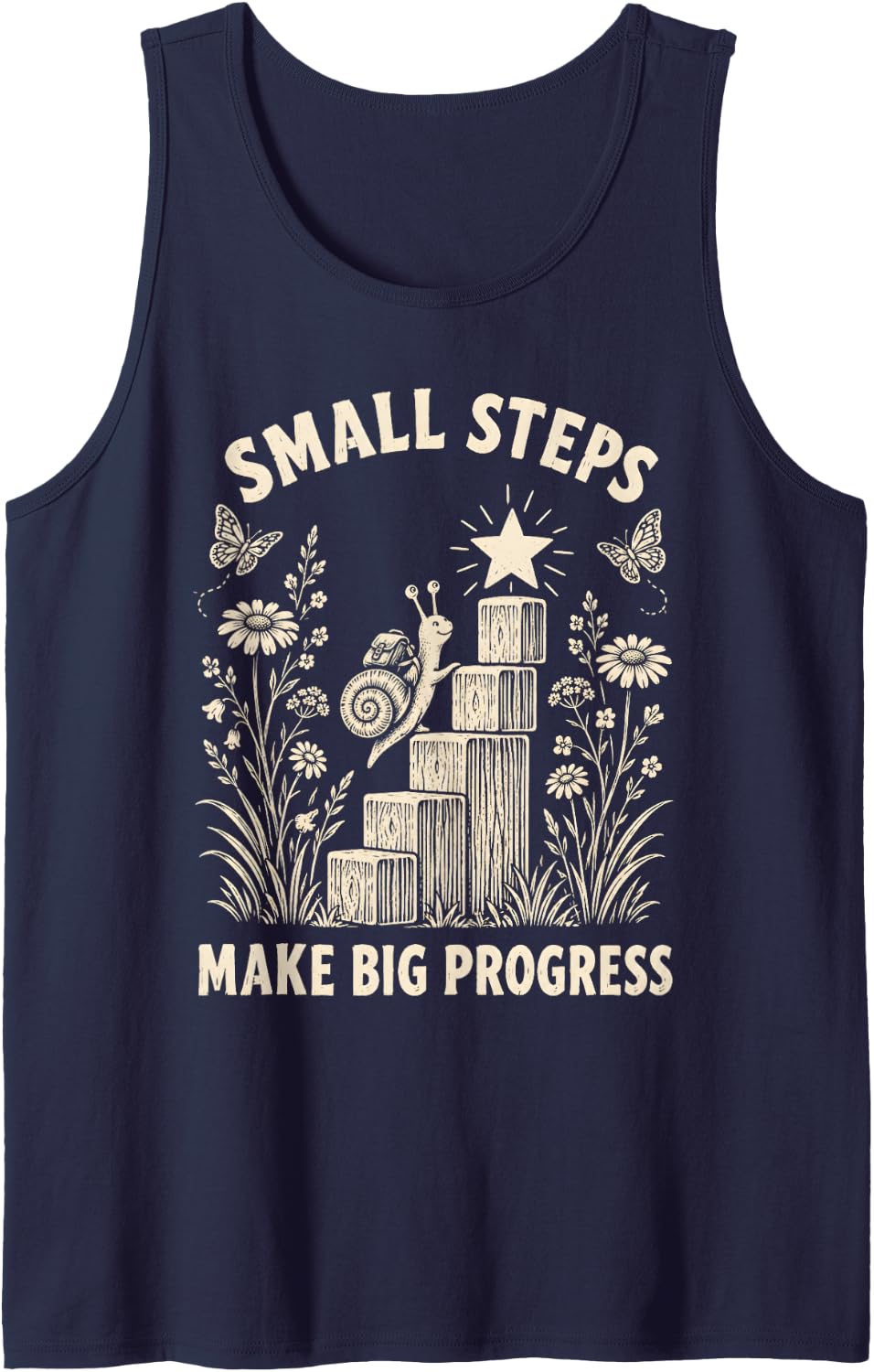 Small Steps Make Big Progress Aba Therapist Sleeveless Tank Top - Navy Blue
