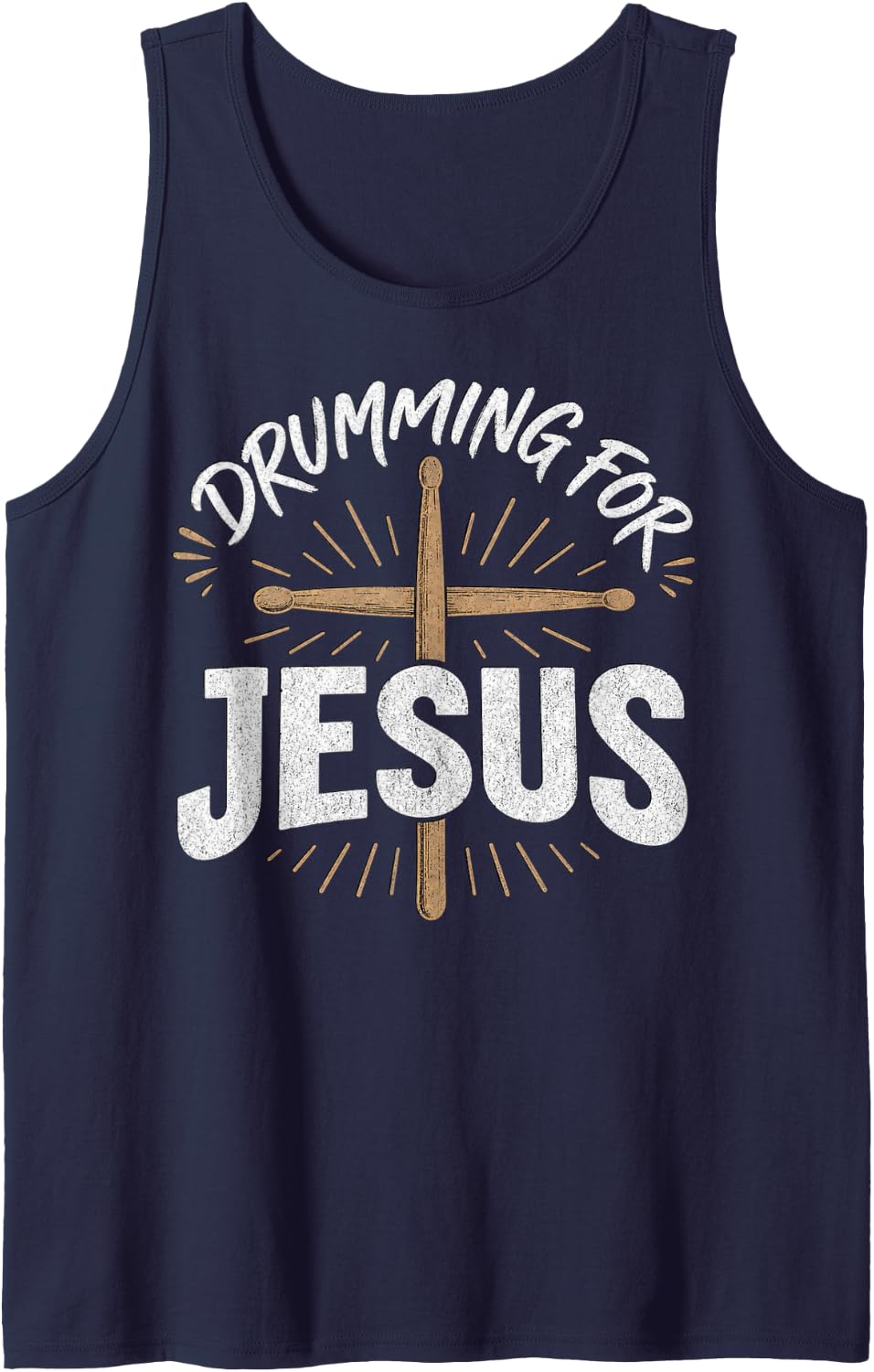 Drumming for Jesus Drumsticks Cross Design Tank Top - Navy Blue