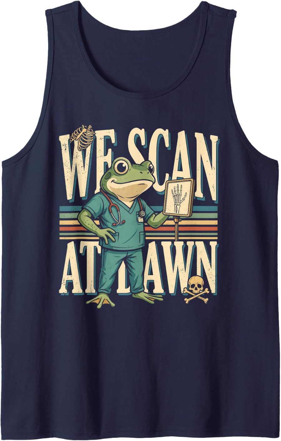 We Can Attend Frog Doctor Skeleton Anatomy Tank Top - Navy Blue