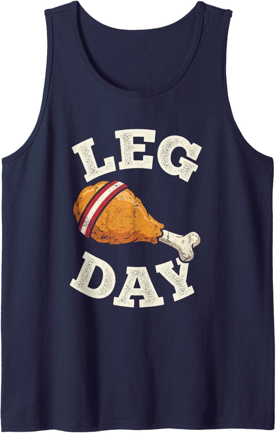 Leg Day Turkey Drumstick Roasted Thanksgiving Fall Men Women Sleeveless Tank Top - Navy Blue