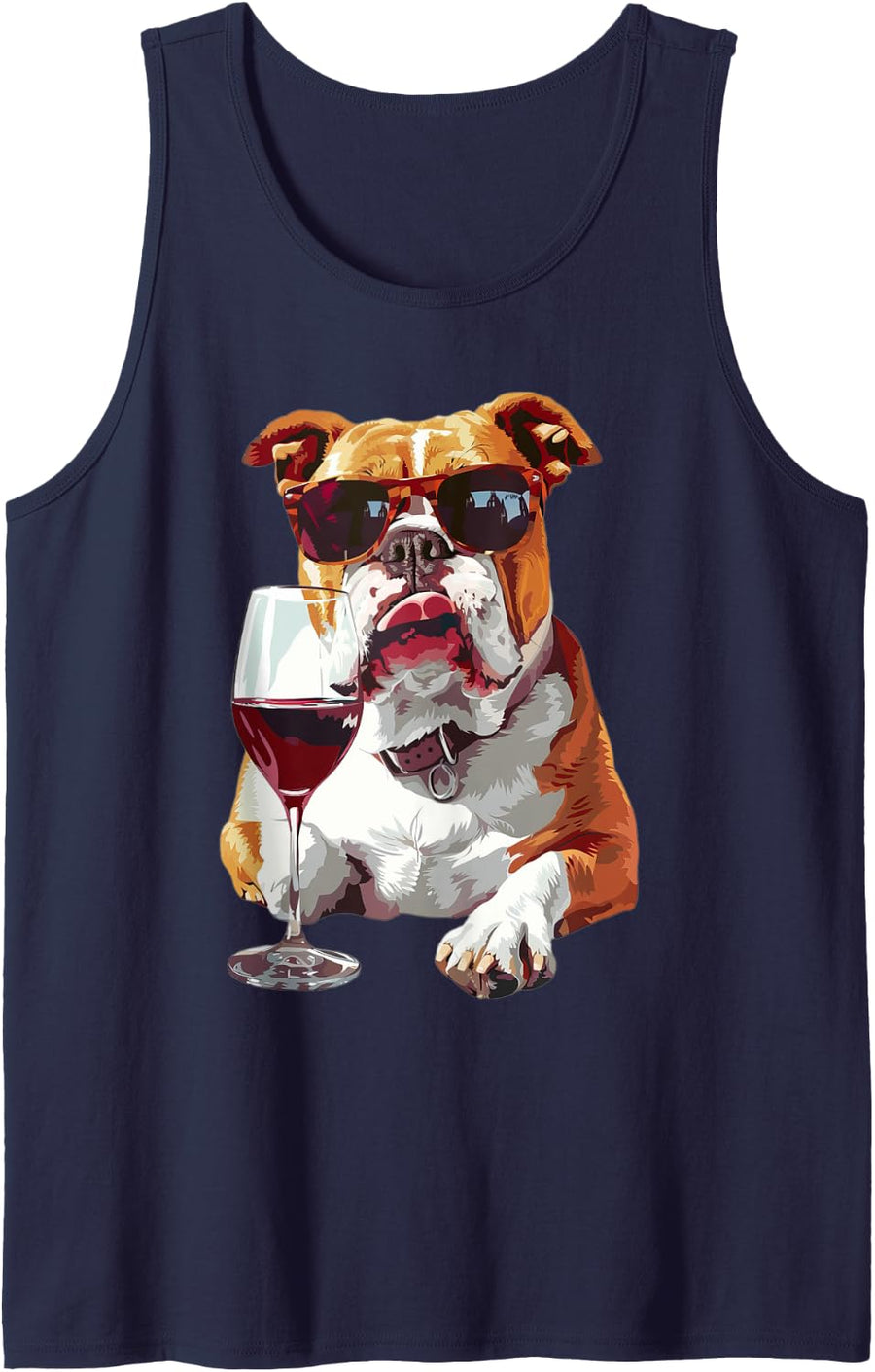 Bulldog Wine Tank Top - Navy Blue