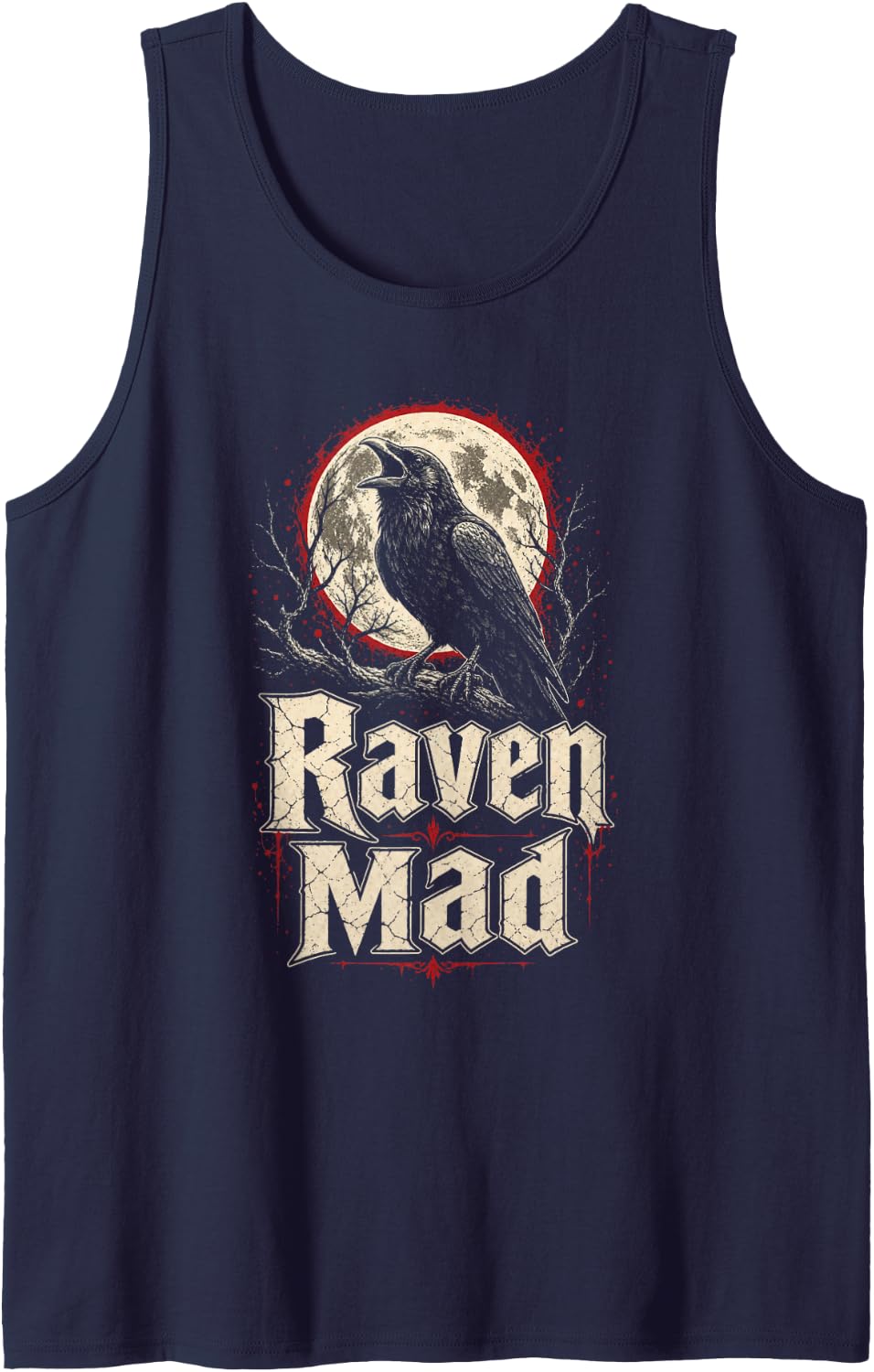 Crow Bird Watching Raven Mad Gothic Gift Tank Top - Navy Blue