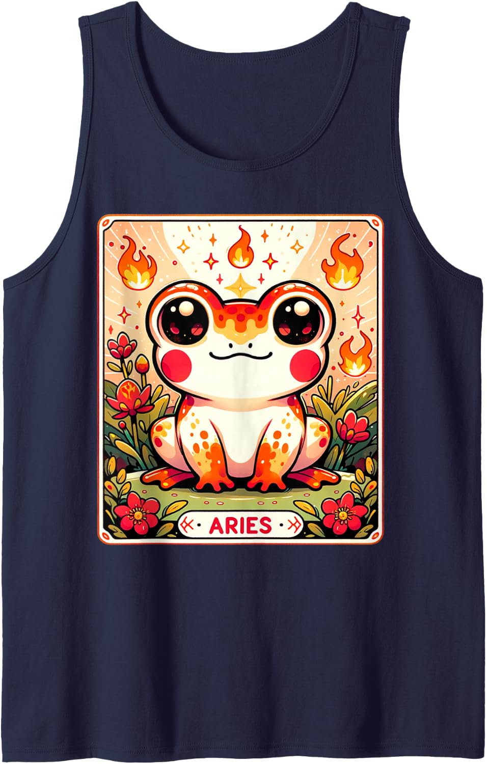 Aries Zodiac Frog Cute Astrology Birthday Sleeveless Tank Top - Navy Blue
