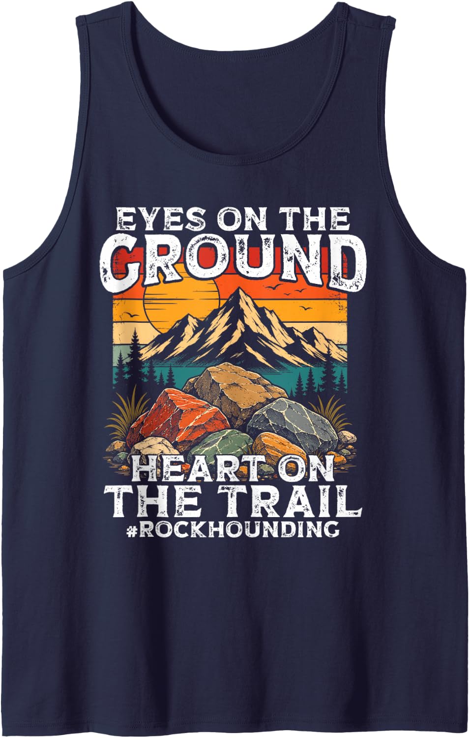 Rockhounding Geology Retro Rock Collector Tank Top - Navy Blue