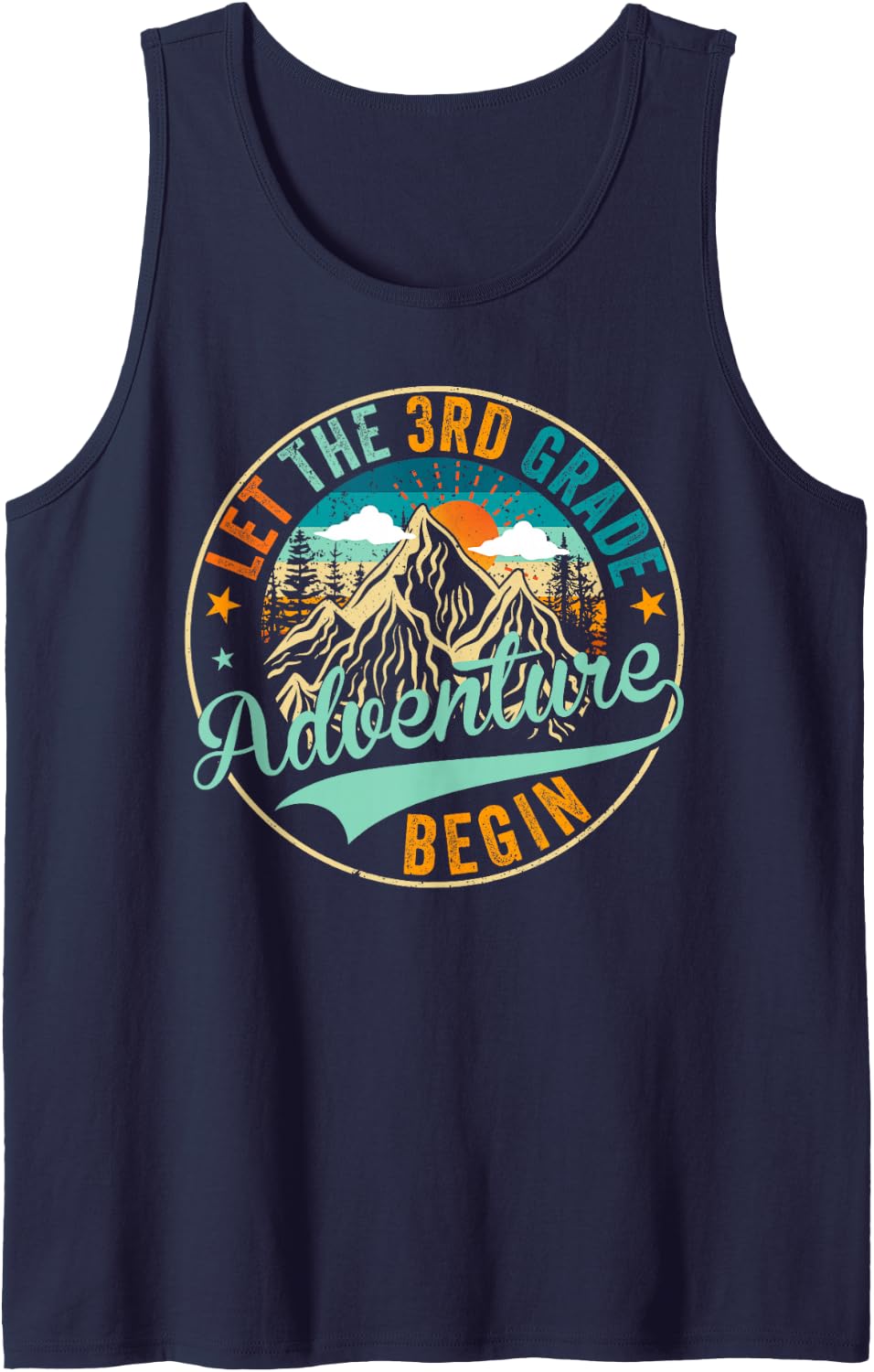 Back to School Let The 3rd Third Grade Adventure Begin Kid Sleeveless Tank Top - Navy Blue