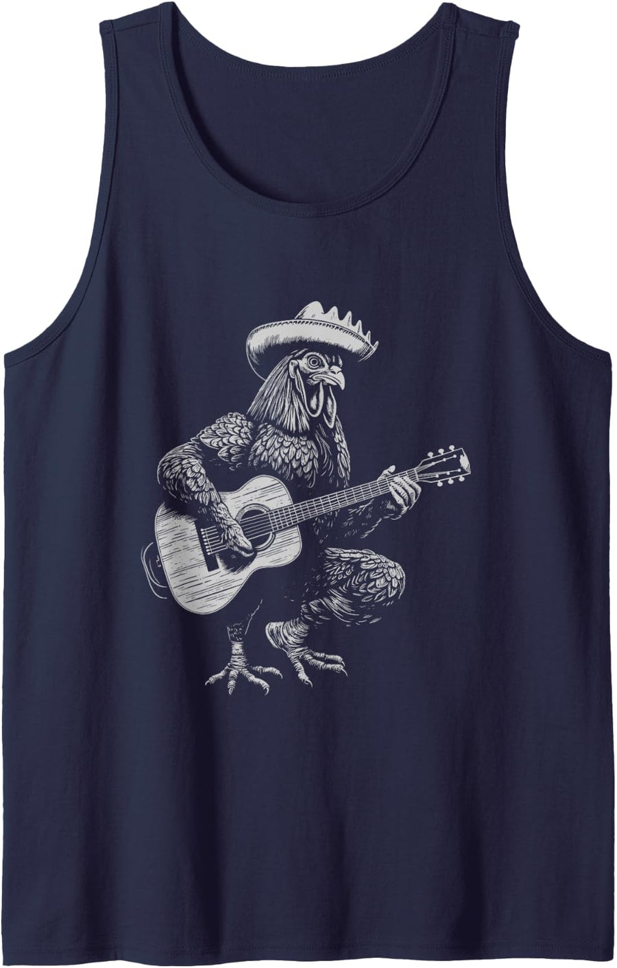 Chicken Funny Acoustic Guitar Music Lover Men Women Kids Sleeveless Tank Top - Navy Blue