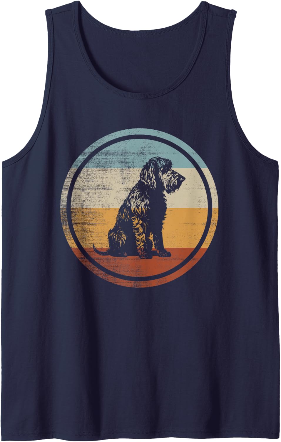 Retro Style Labradoodle Dog Sleeveless Tank Top - Navy Blue