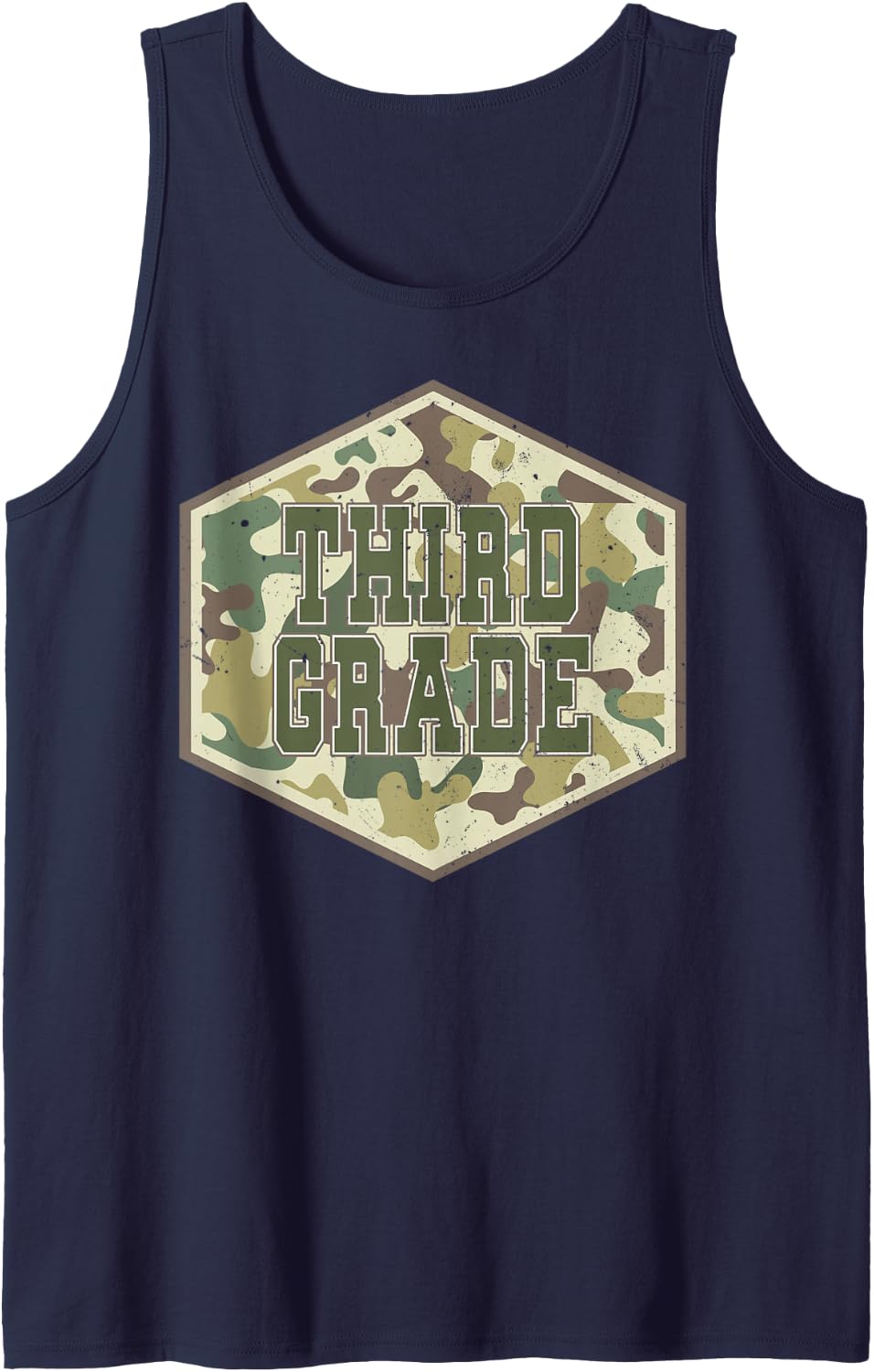 Back to School Boys Old School Camo Third Grade Teacher Kids Sleeveless Tank Top - Navy Blue