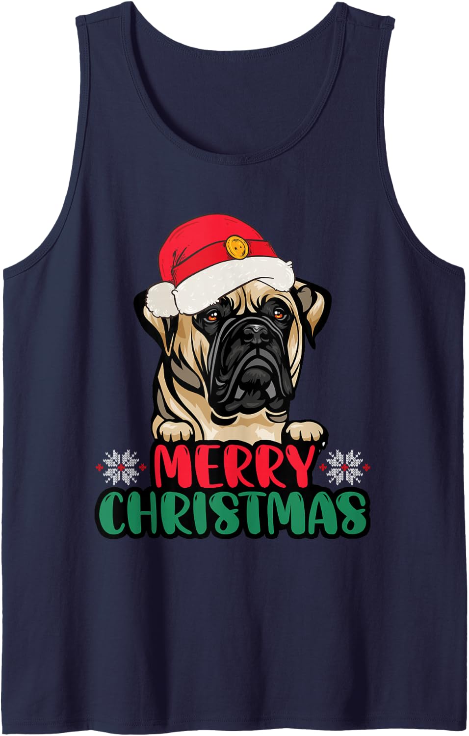 Bull Mastiff Christmas Funny Gift for Dog Lover Owner Sleeveless Tank Top - Navy Blue
